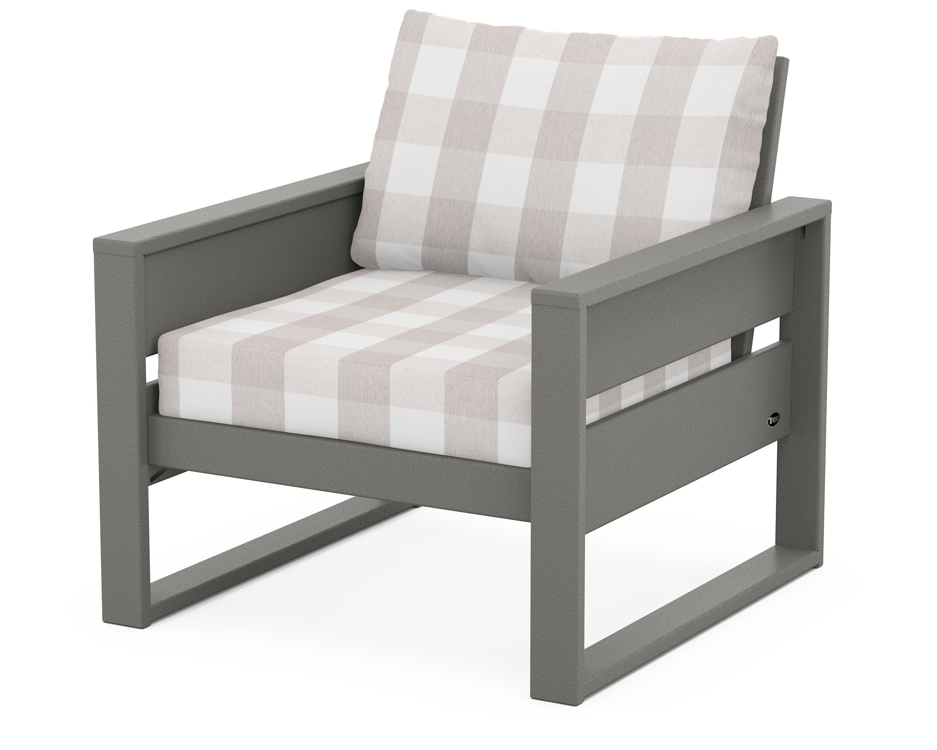 Eastport Club Chair in Stepping Stone / Buffalo Plaid Dune Burlap