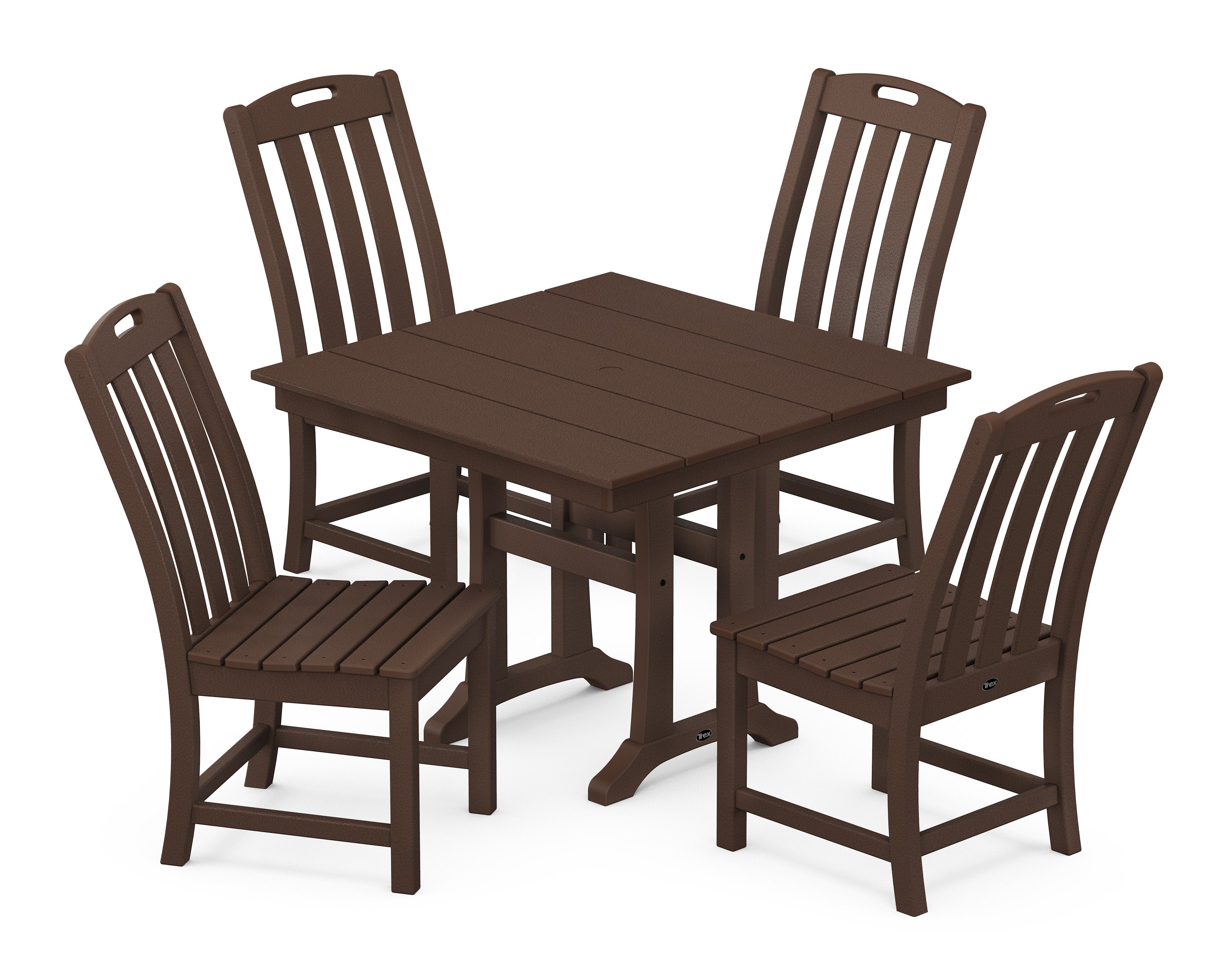 Yacht Club 5-Piece Farmhouse Trestle Side Chair Dining Set in Vintage Lantern