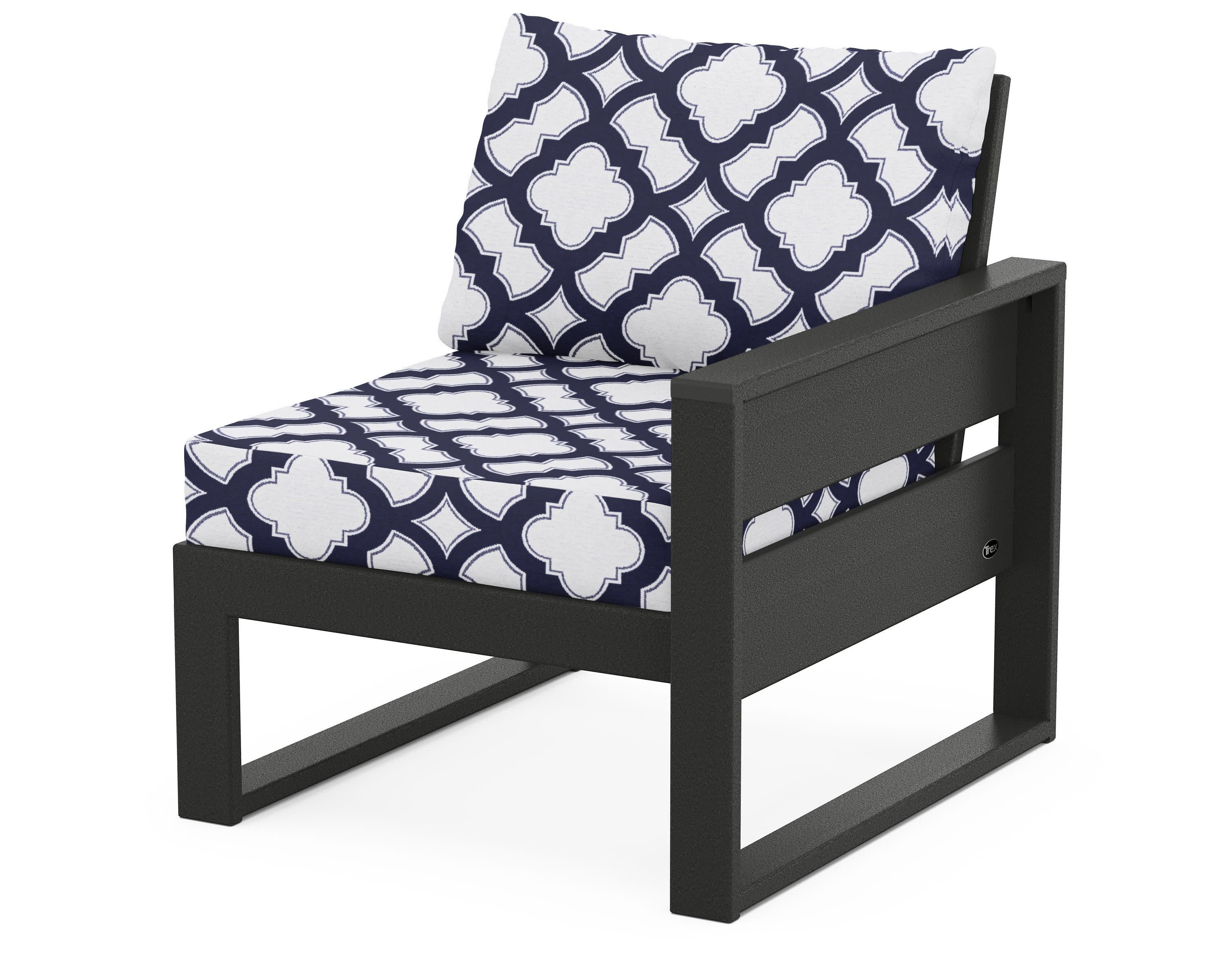 Eastport Modular Right Arm Chair in Charcoal Black / Trellis Navy