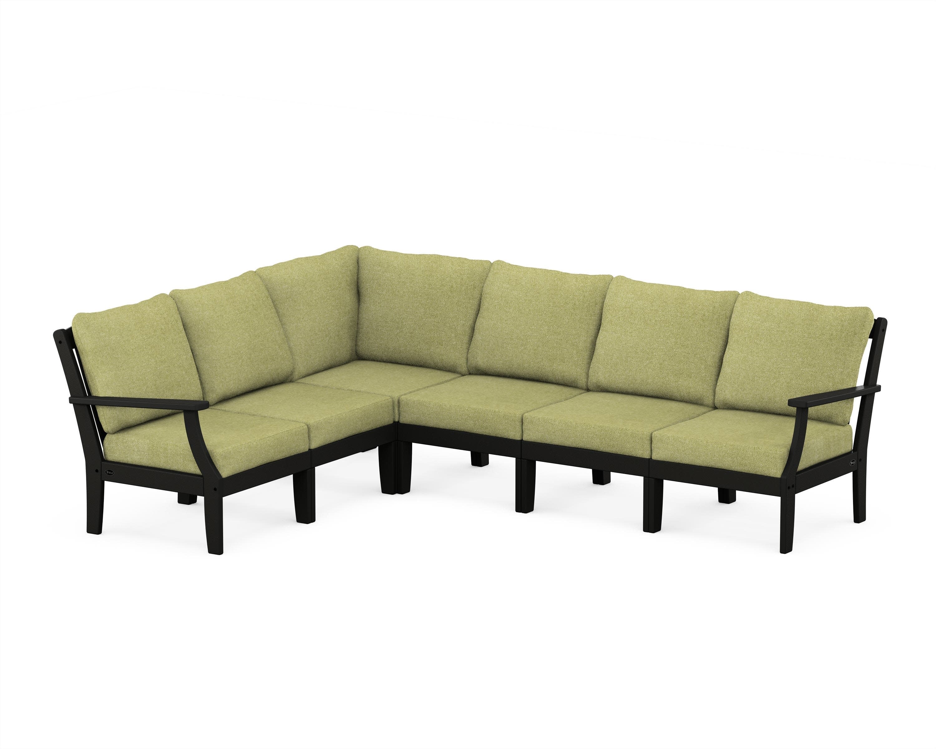 Yacht Club Modular 6-Piece Deep Seating Set in Charcoal Black / Chartreuse Boucle