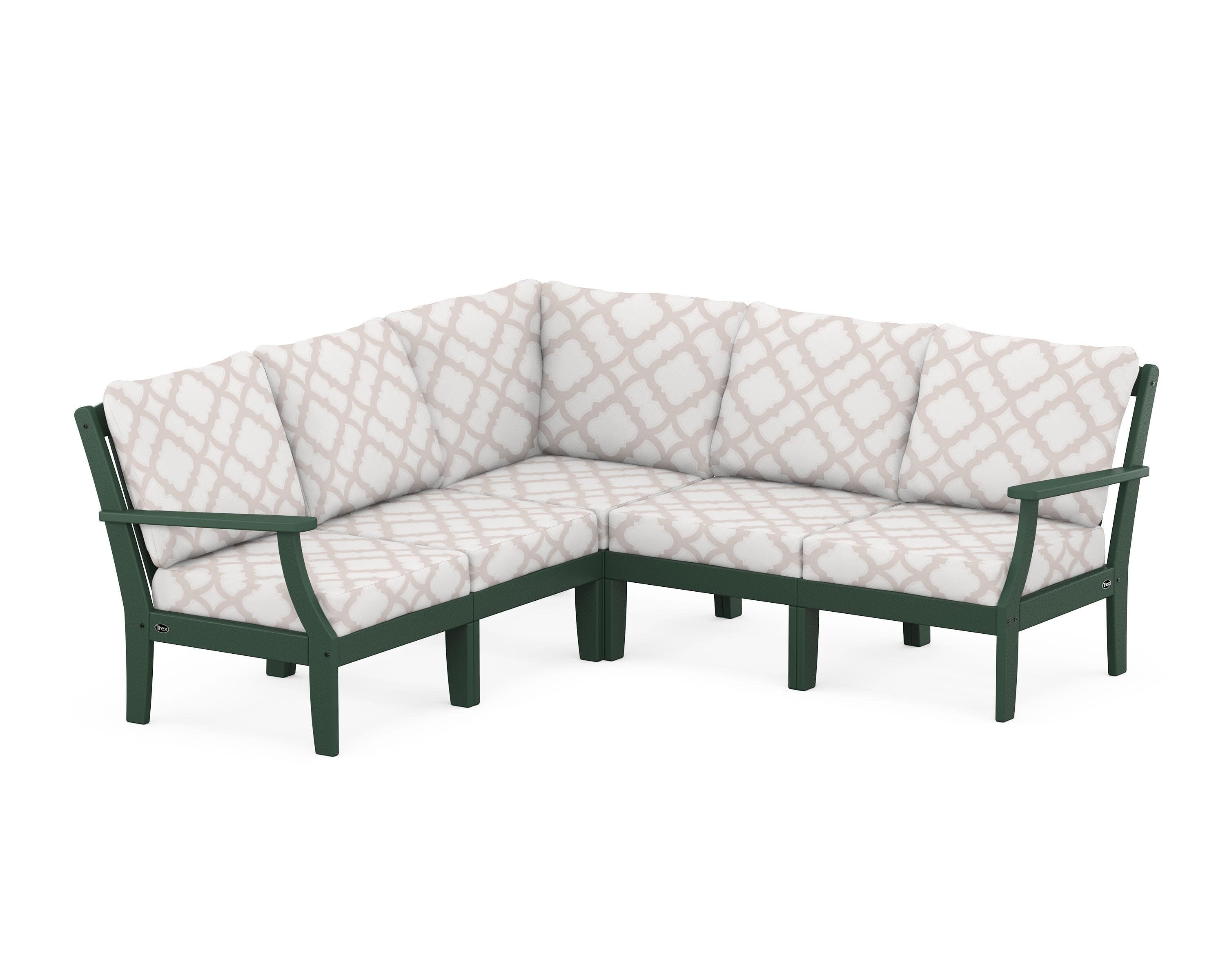 Yacht Club Modular 5-Piece Deep Seating Set in Rainforest Canopy / Trellis Dune Burlap