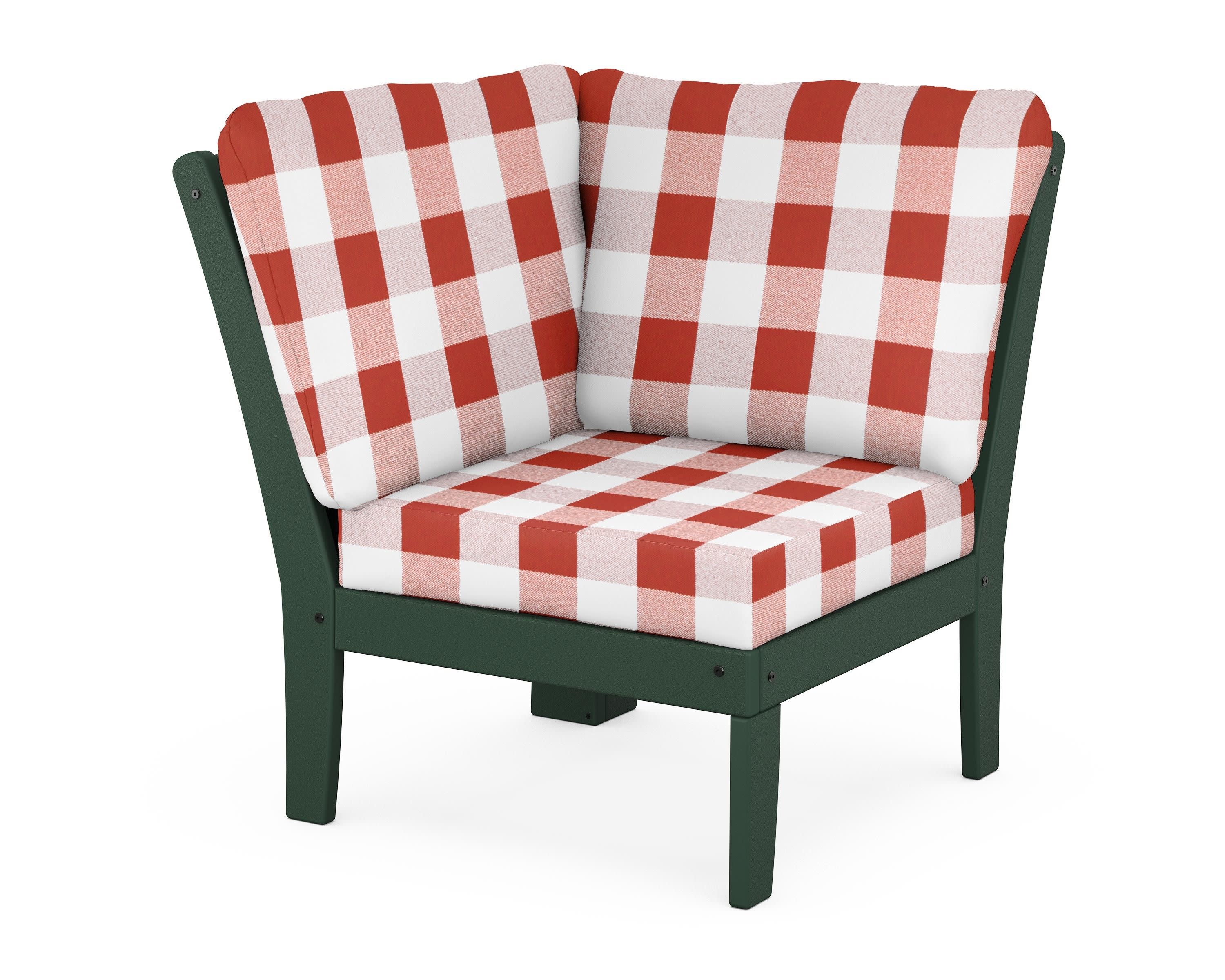 Yacht Club Modular Corner Chair in Rainforest Canopy / Buffalo Plaid Crimson