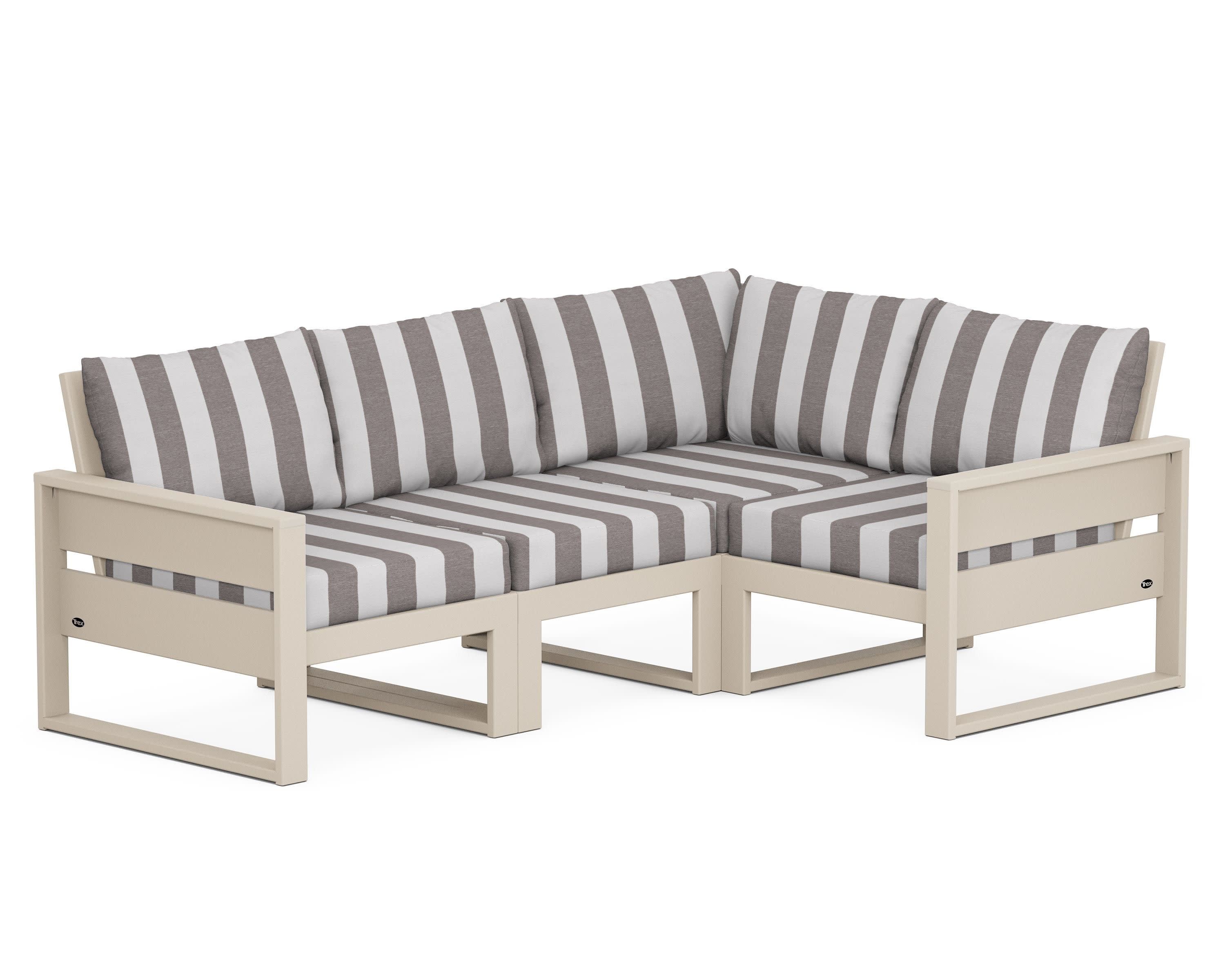 Eastport 4- Piece Sectional in Sand Castle / Cabana Stripe Grey Mist