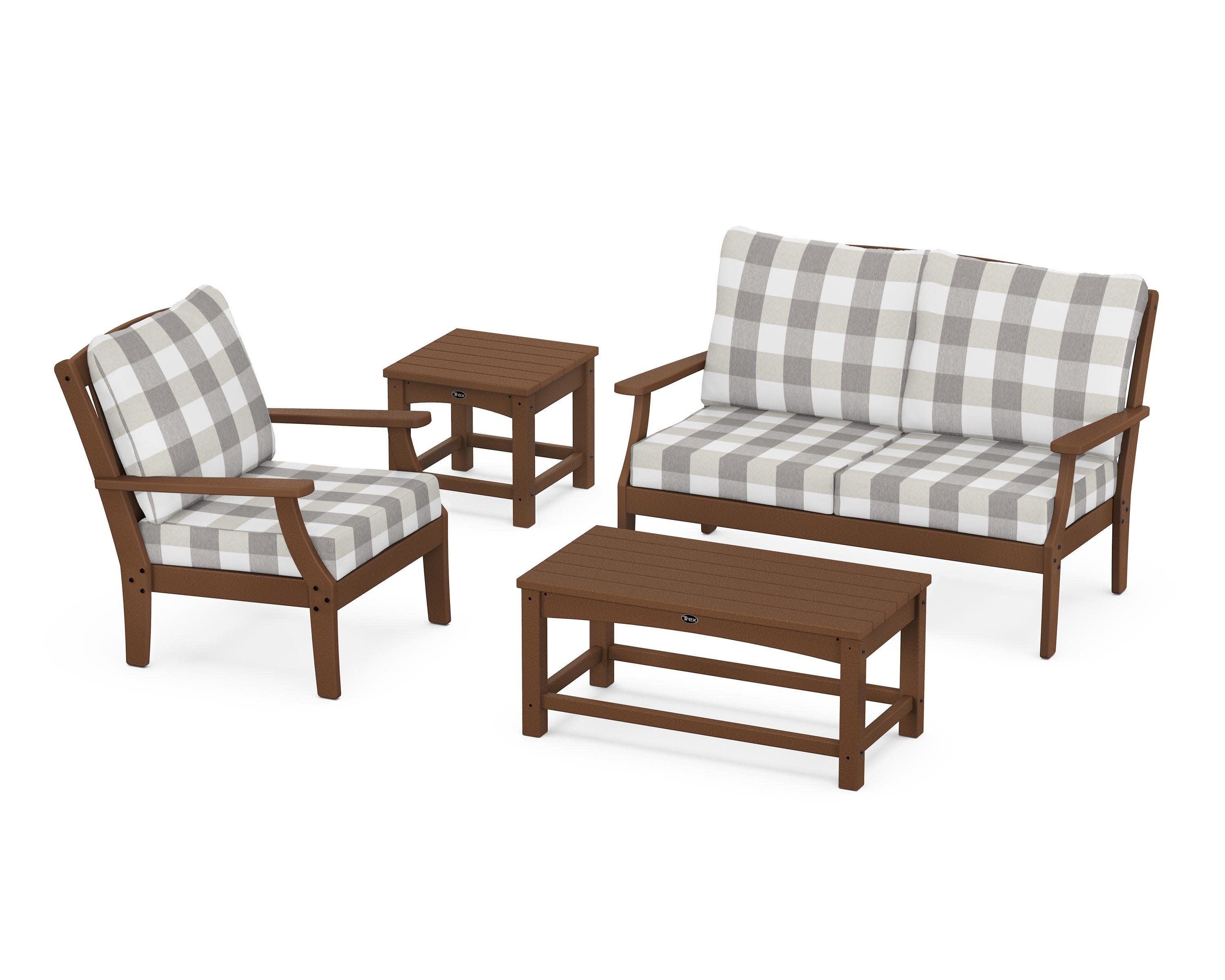 Yacht Club 4-Piece Deep Seating Set in Tree House / Buffalo Plaid Grey Mist