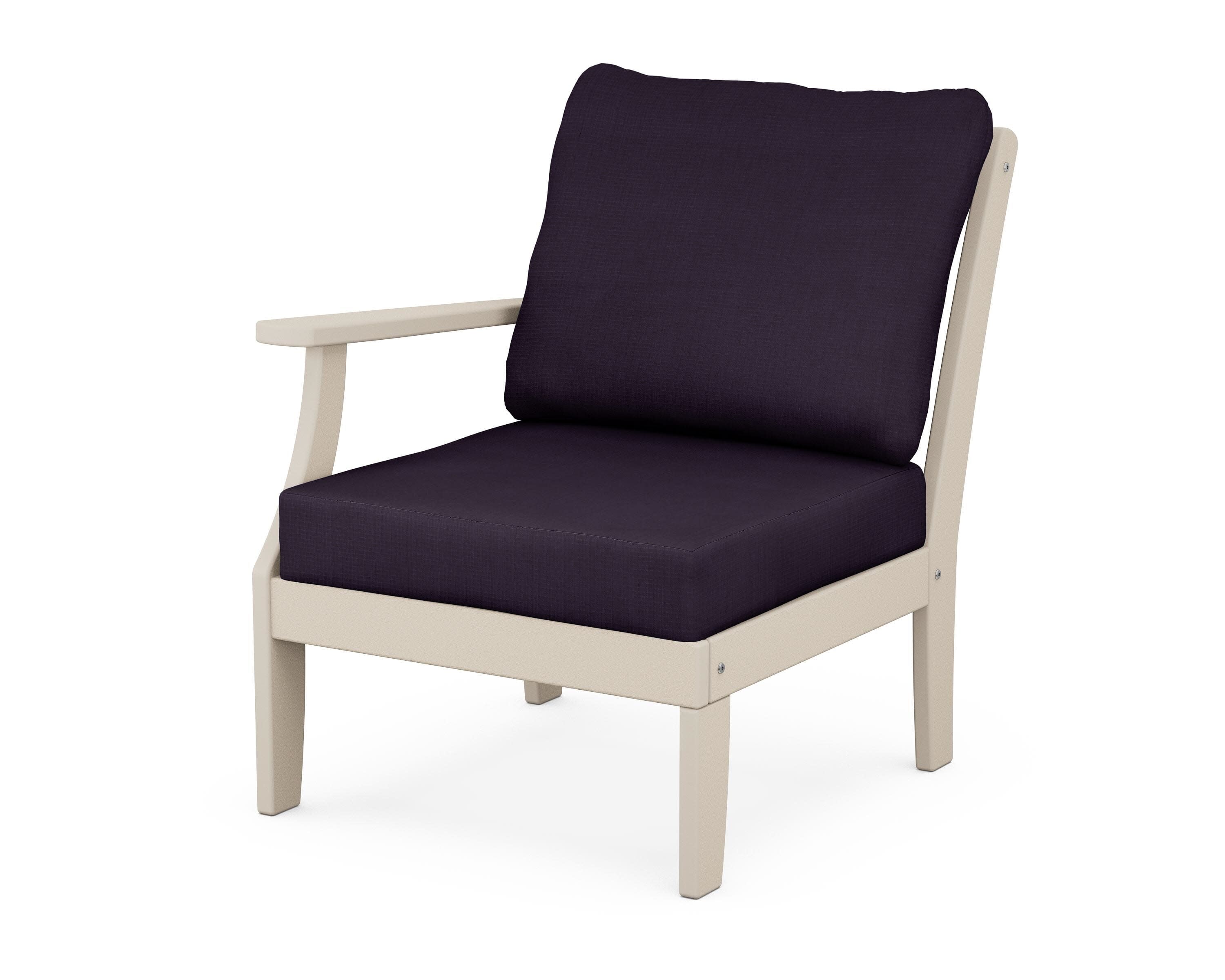 Yacht Club Modular Left Arm Chair in Sand Castle / Navy Linen