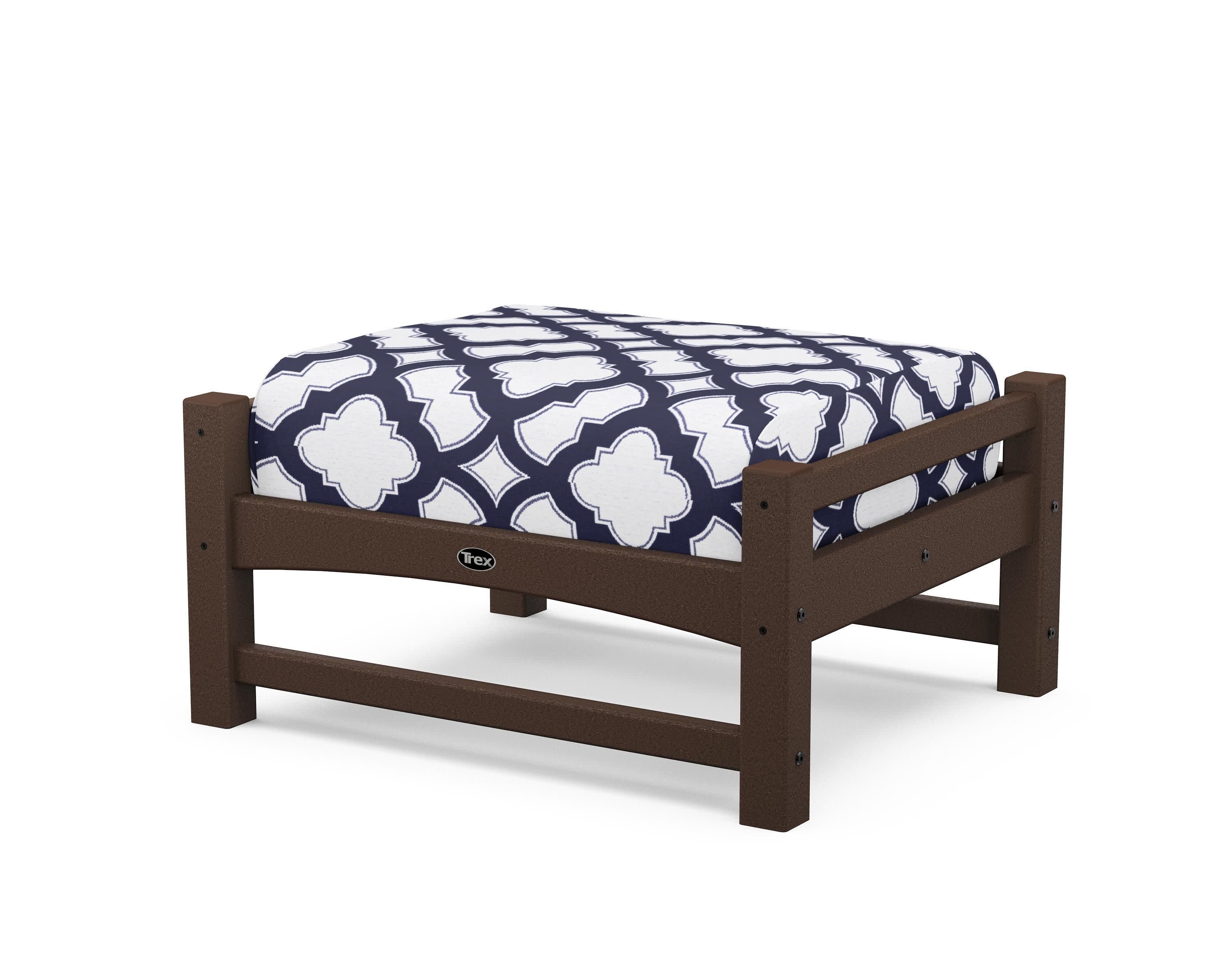 Rockport Club Ottoman in Vintage Lantern / Trellis Navy