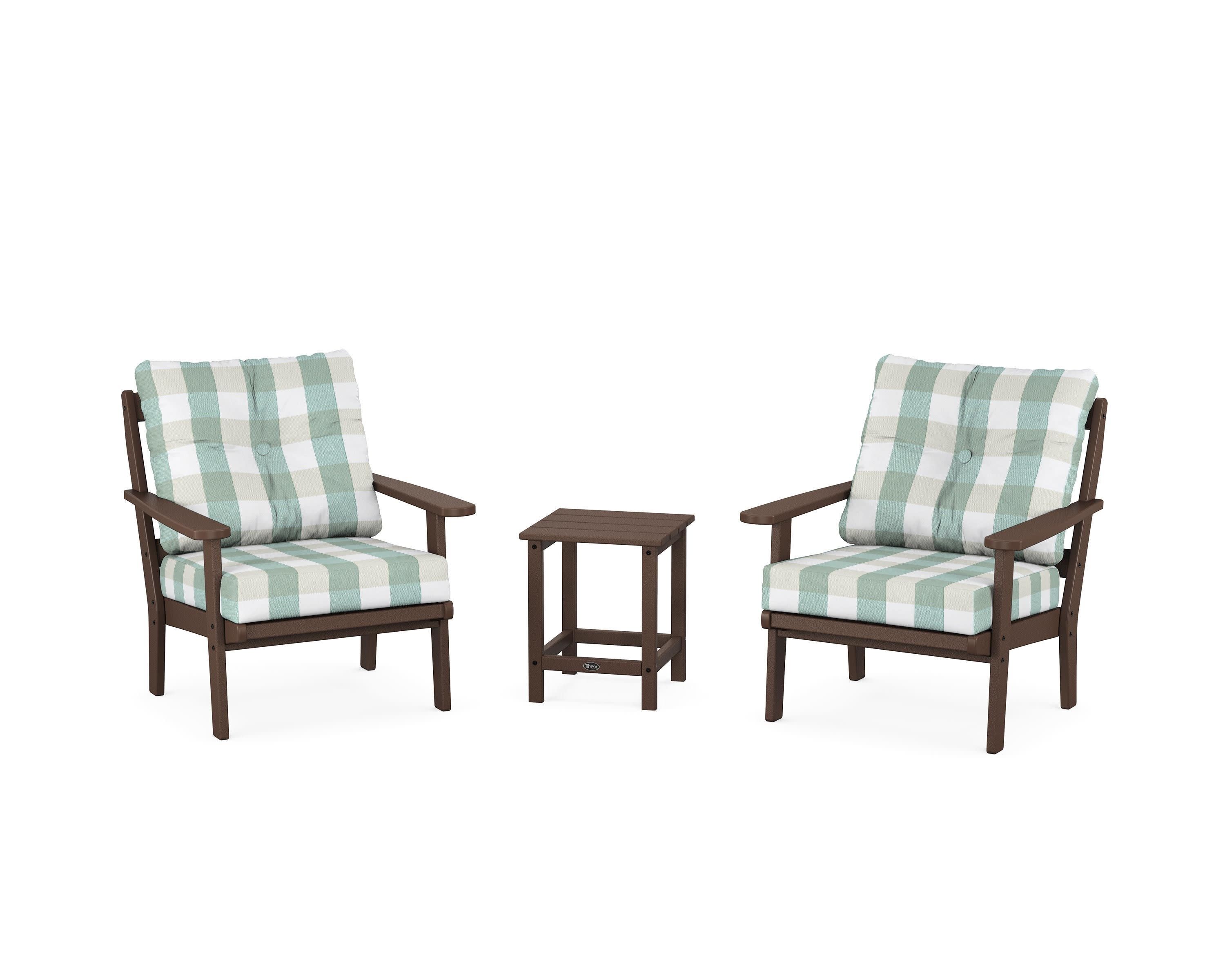 Cape Cod 3-Piece Deep Seating Set in Vintage Lantern / Buffalo Plaid Glacier Spa