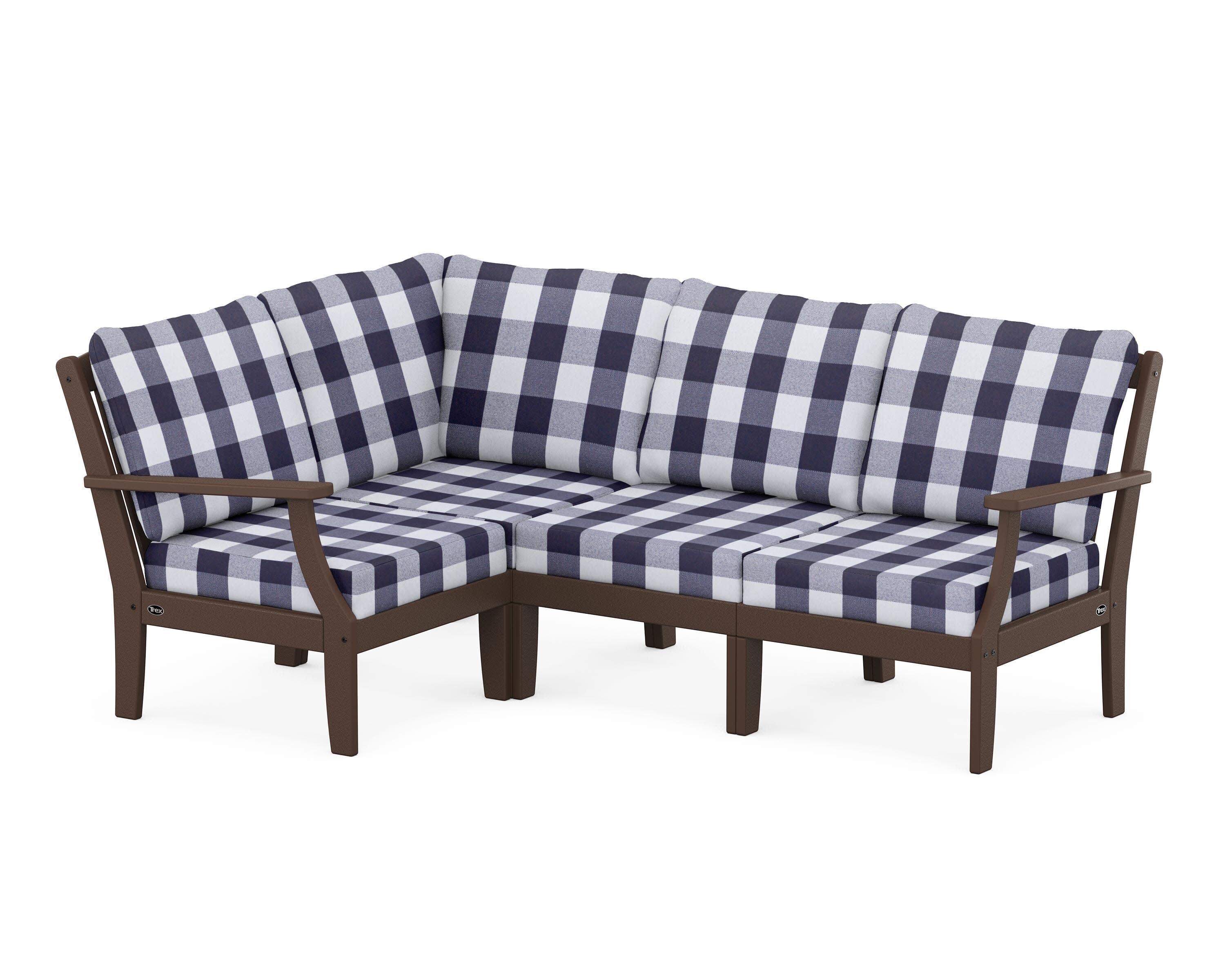 Yacht Club Modular 4-Piece Deep Seating Set in Vintage Lantern / Buffalo Plaid Navy