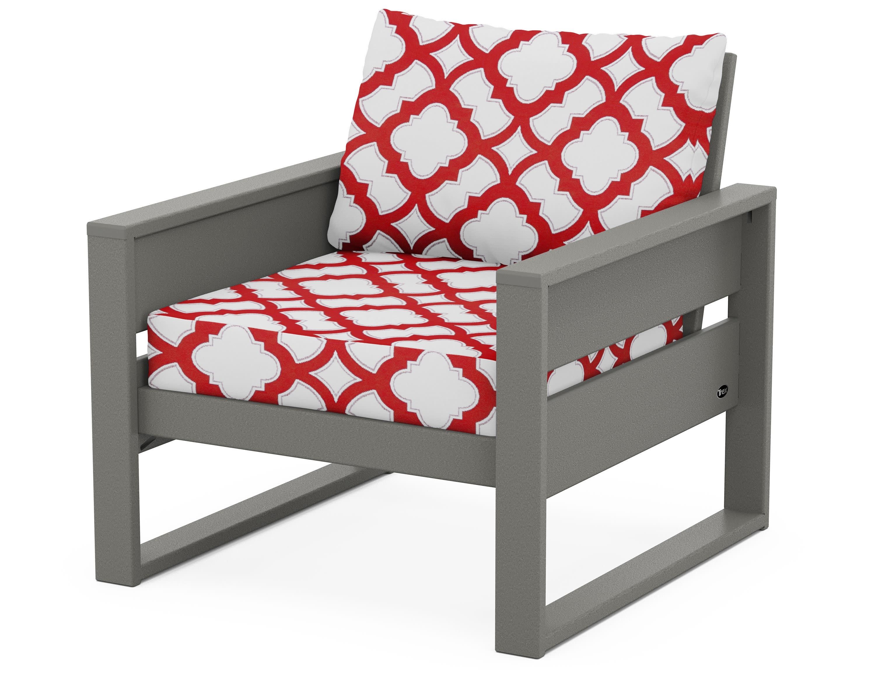 Eastport Club Chair in Stepping Stone / Trellis Crimson