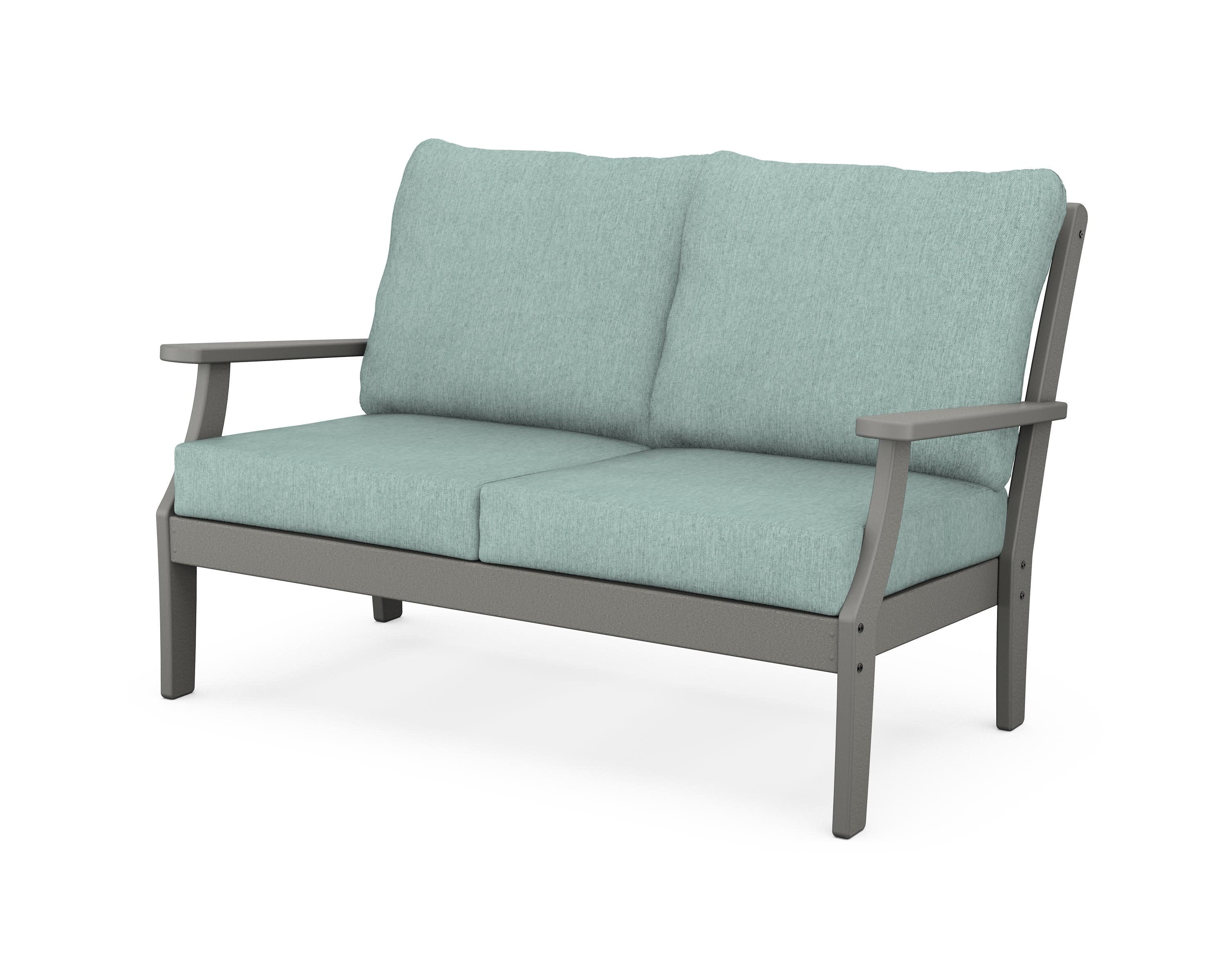 Yacht Club Deep Seating Loveseat in Stepping Stone / Glacier Spa