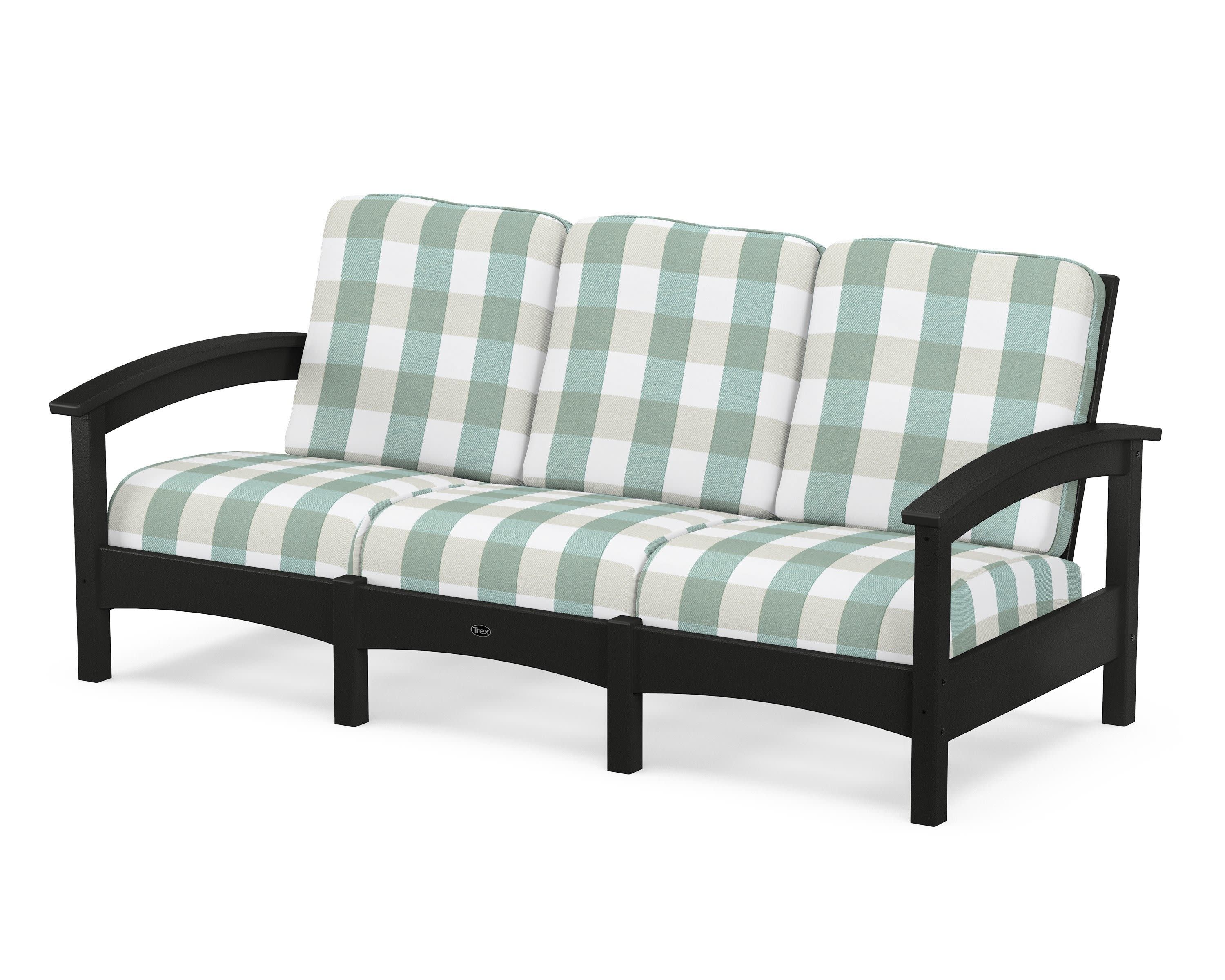 Rockport Club Sofa in Charcoal Black / Buffalo Plaid Glacier Spa