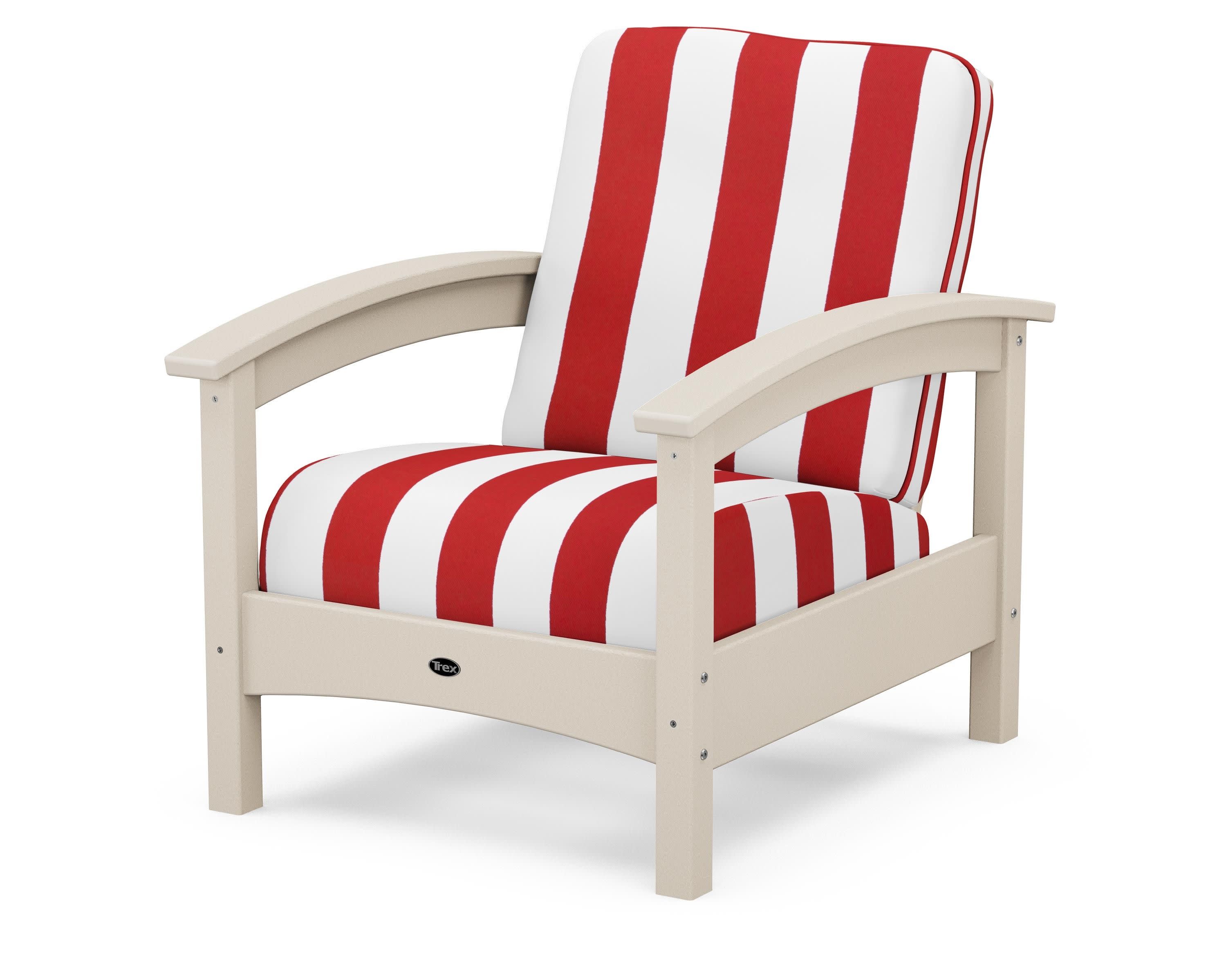 Rockport Club Chair in Sand Castle / Cabana Stripe Crimson