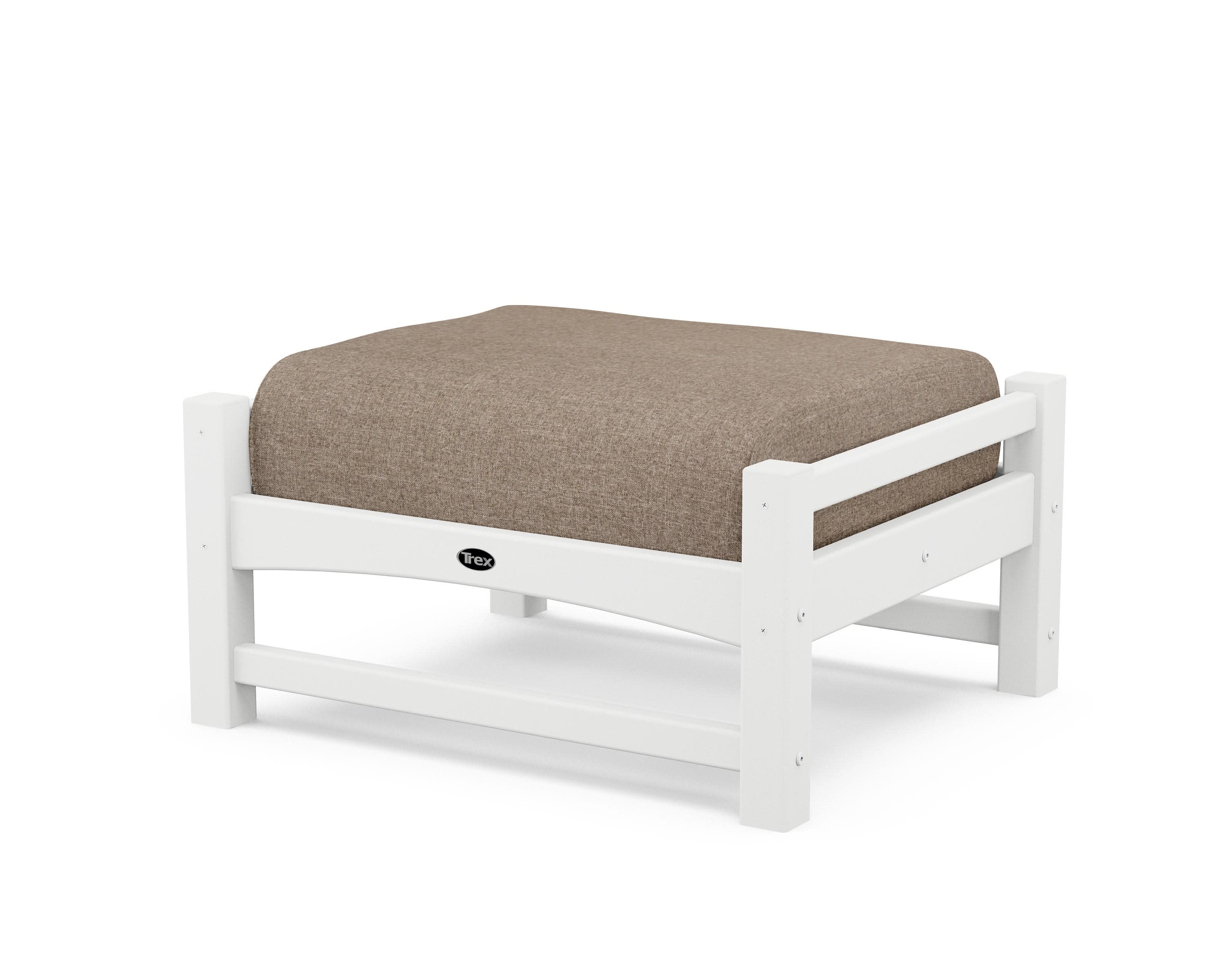 Rockport Club Ottoman in Classic White / Spiced Burlap