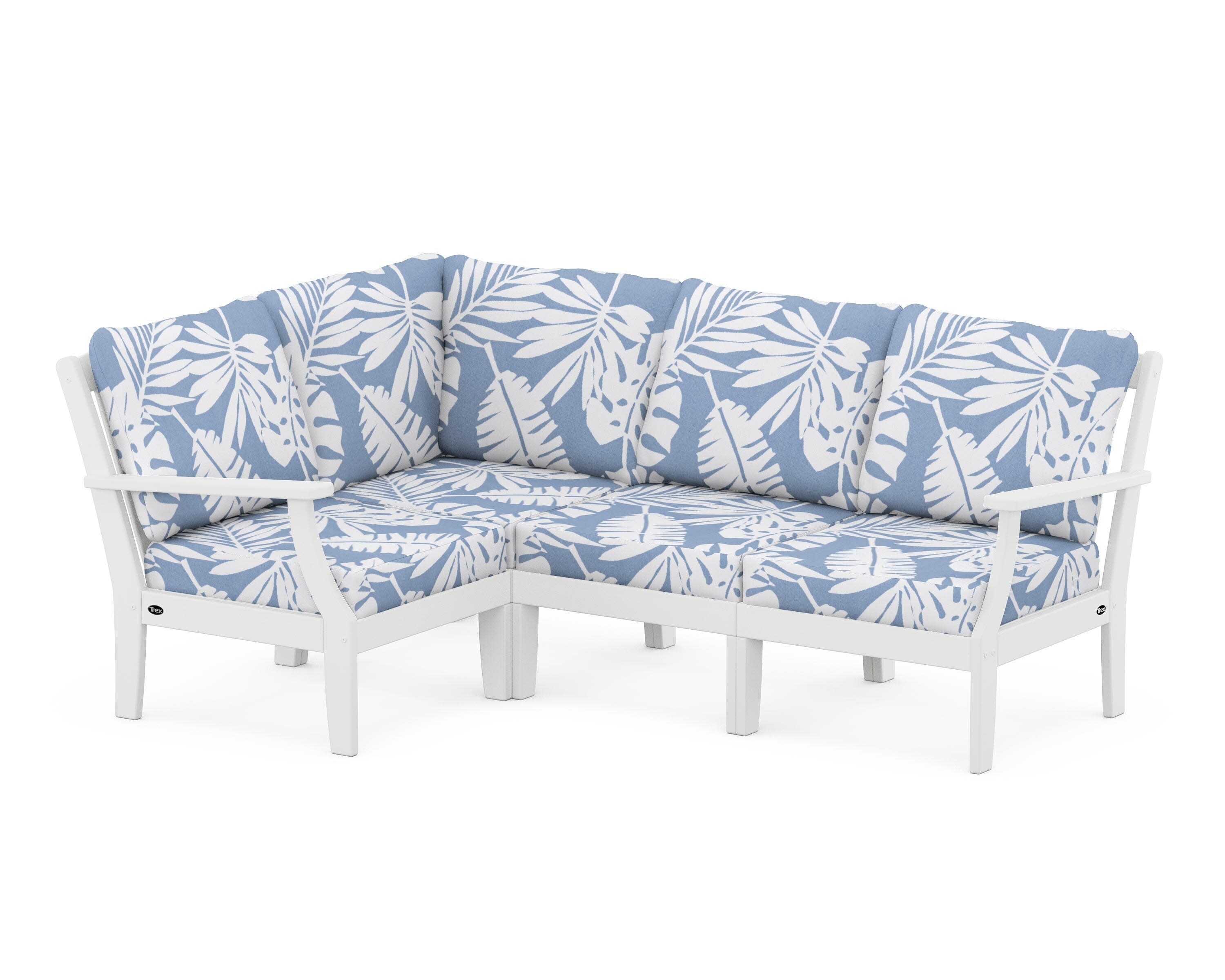 Yacht Club Modular 4-Piece Deep Seating Set in Classic White / Leaf Sky Blue