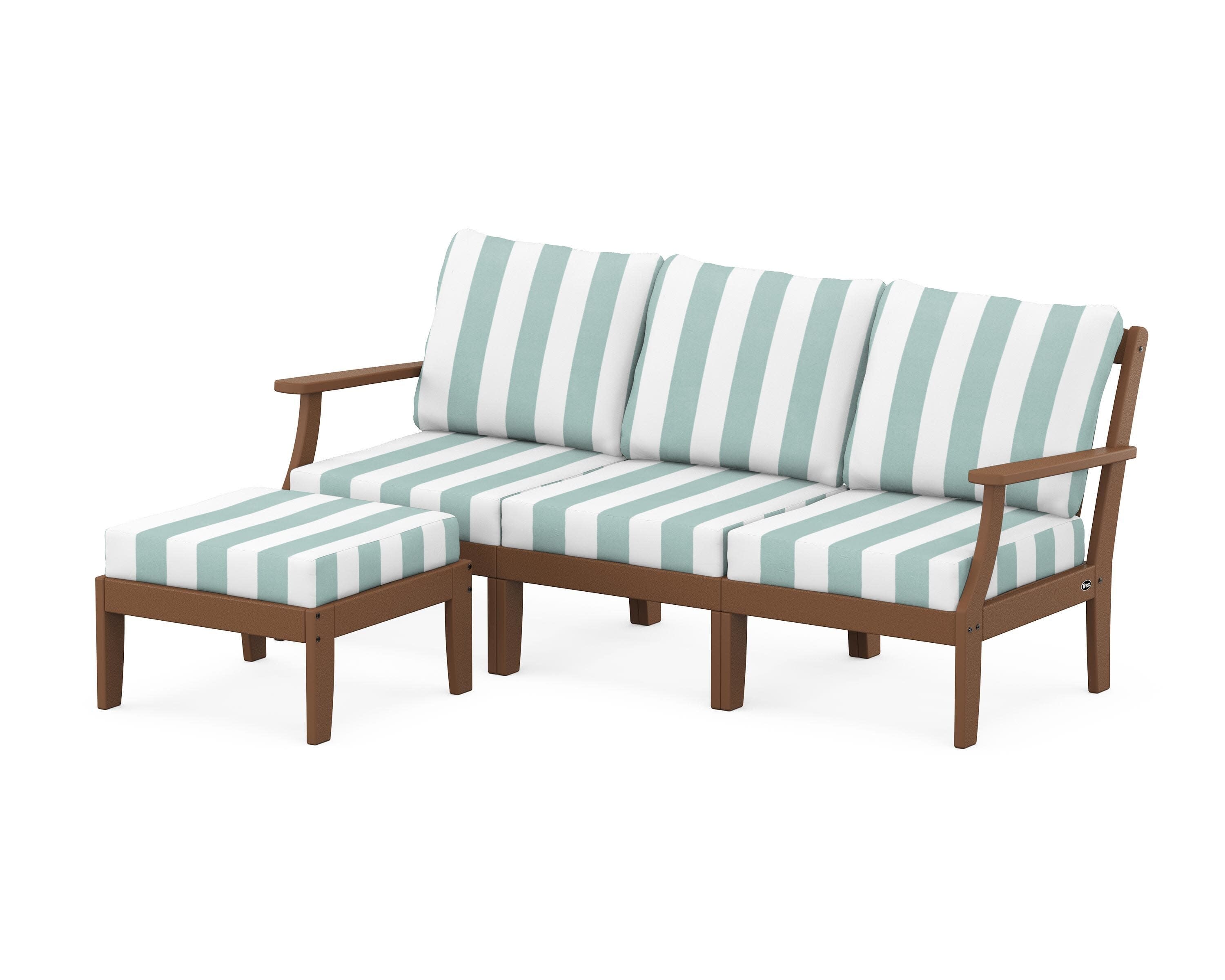 Yacht Club Modular 4-Piece Deep Seating Set with Ottoman in Tree House / Cabana Stripe Glacier Spa