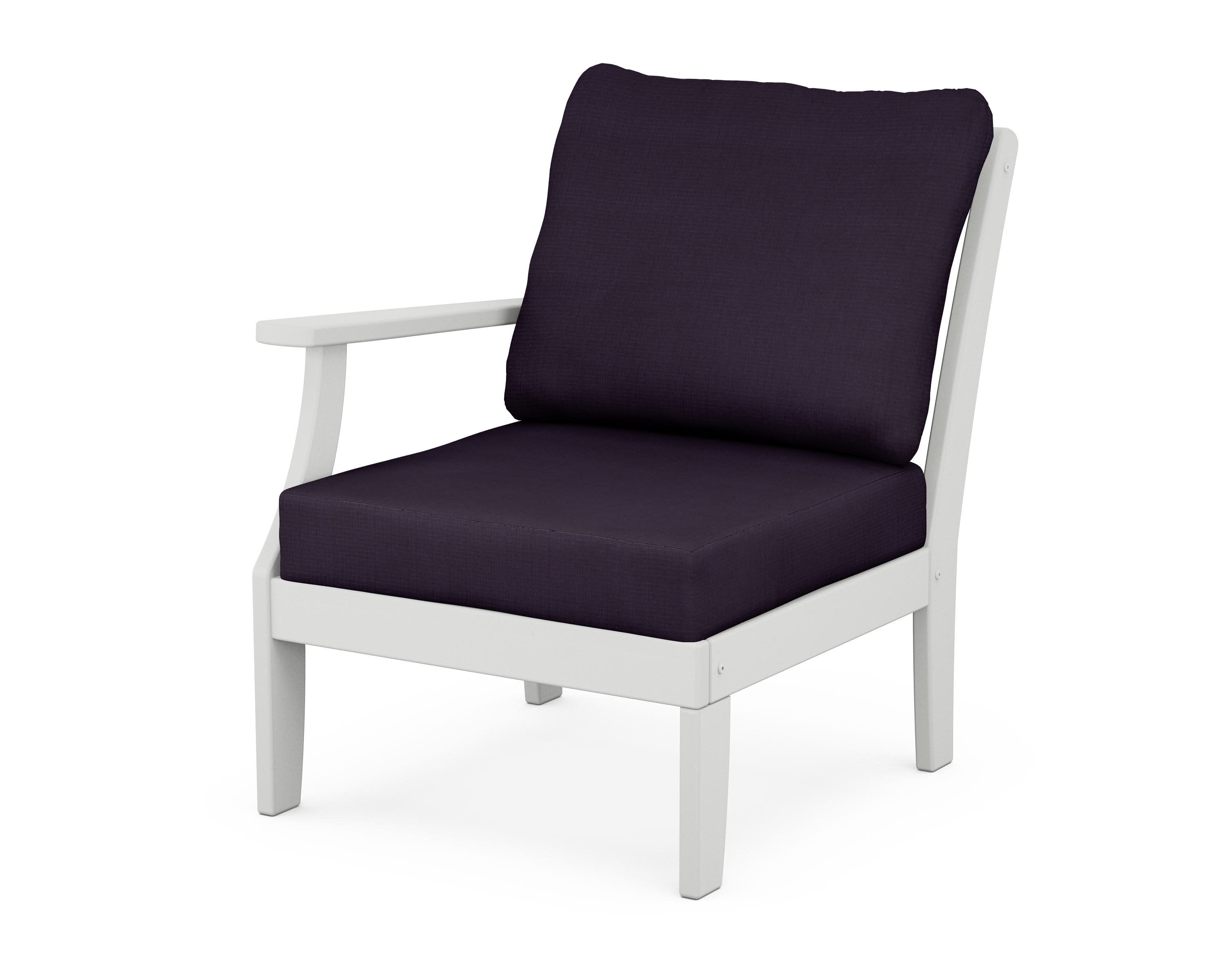 Yacht Club Modular Left Arm Chair in Classic White / Navy Linen