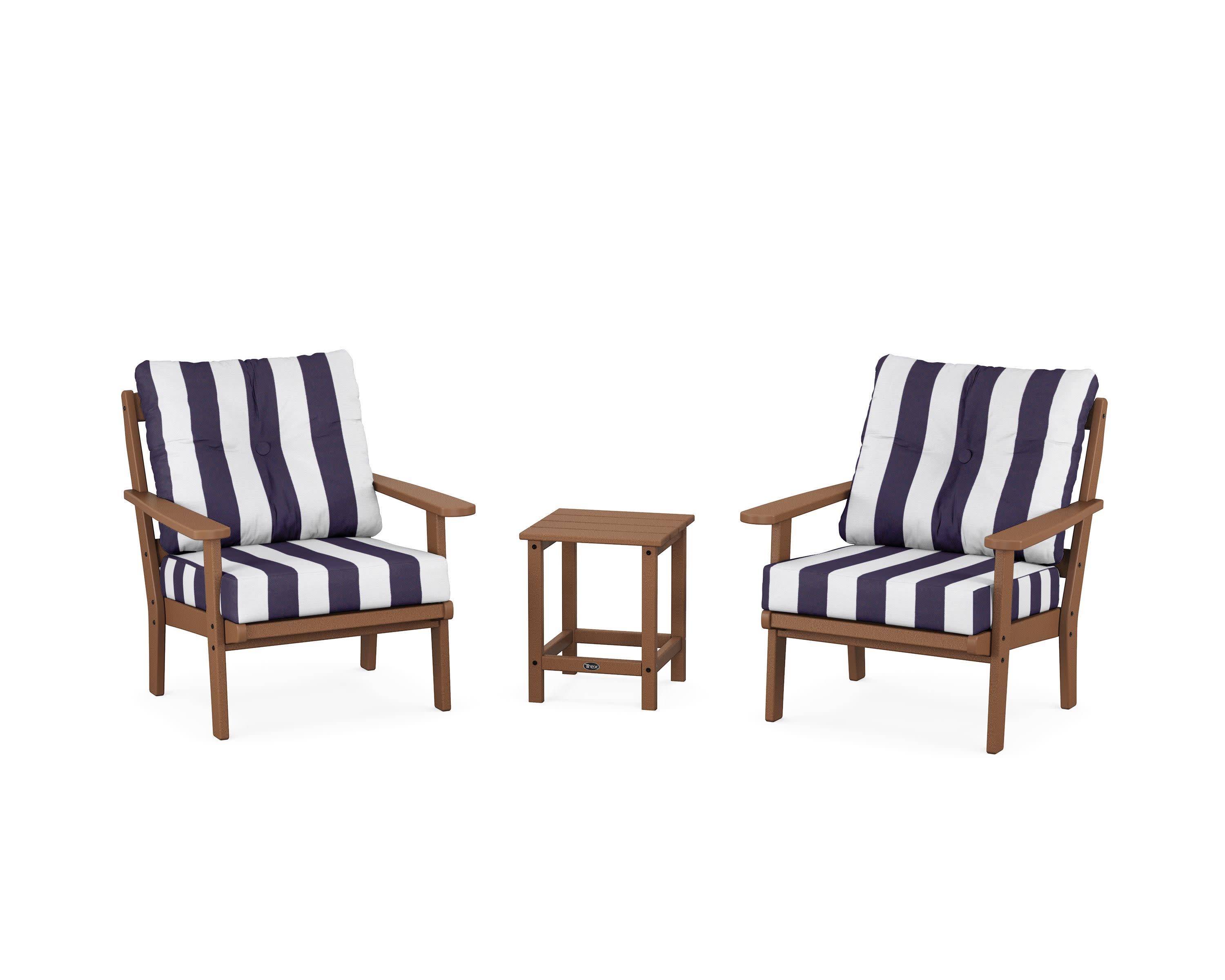 Cape Cod 3-Piece Deep Seating Set in Tree House / Cabana Stripe Navy