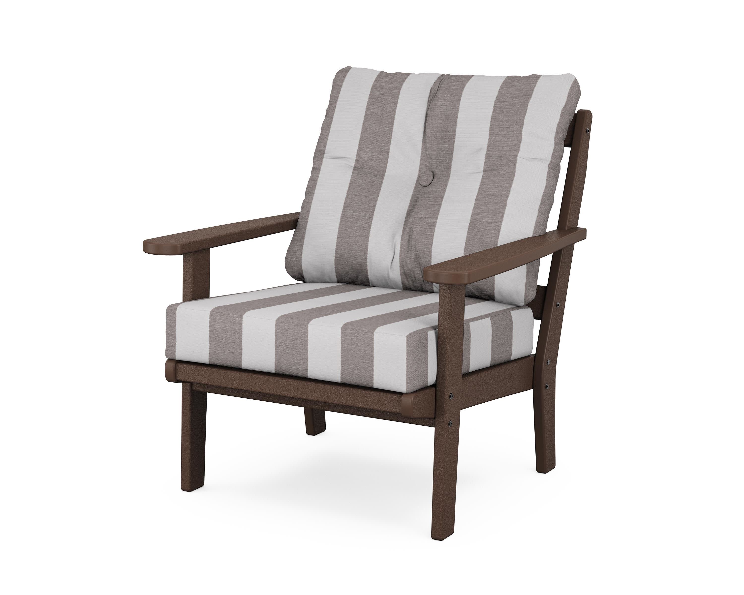 Cape Cod Deep Seating Chair in Vintage Lantern / Cabana Stripe Grey Mist