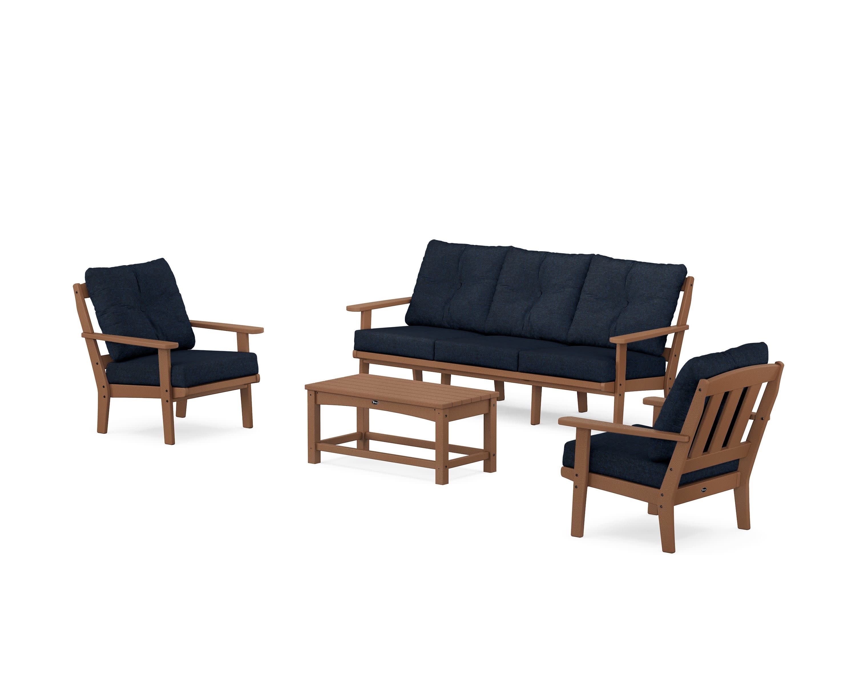Cape Cod 4-Piece Deep Seating Set with Sofa in Tree House / Marine Indigo