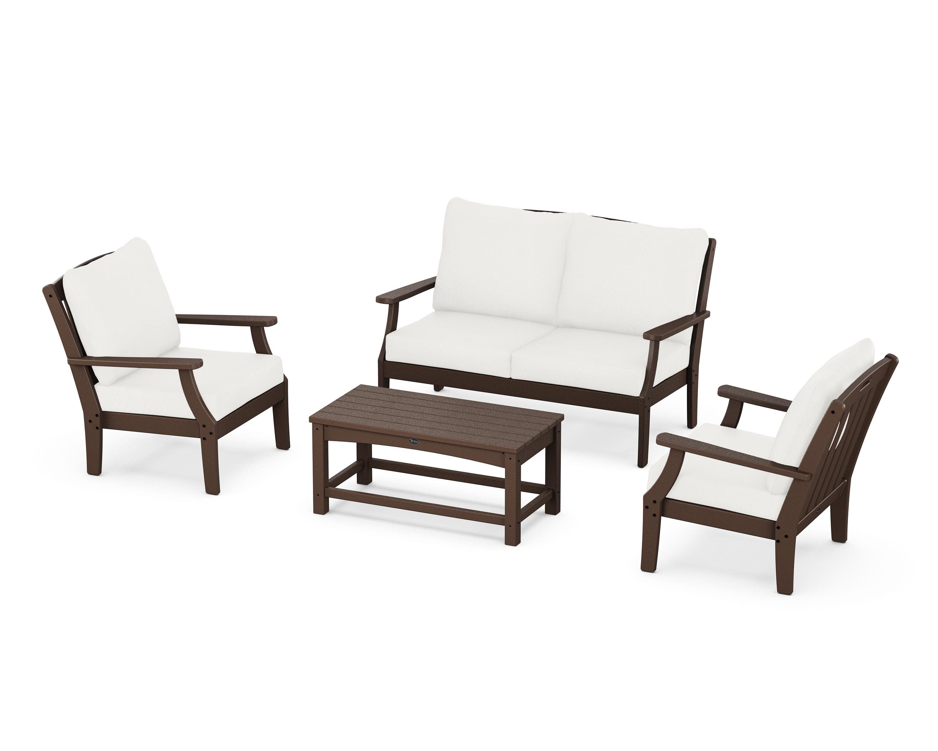 Yacht Club 4-Piece Deep Seating Chair Set in Vintage Lantern / Natural Linen