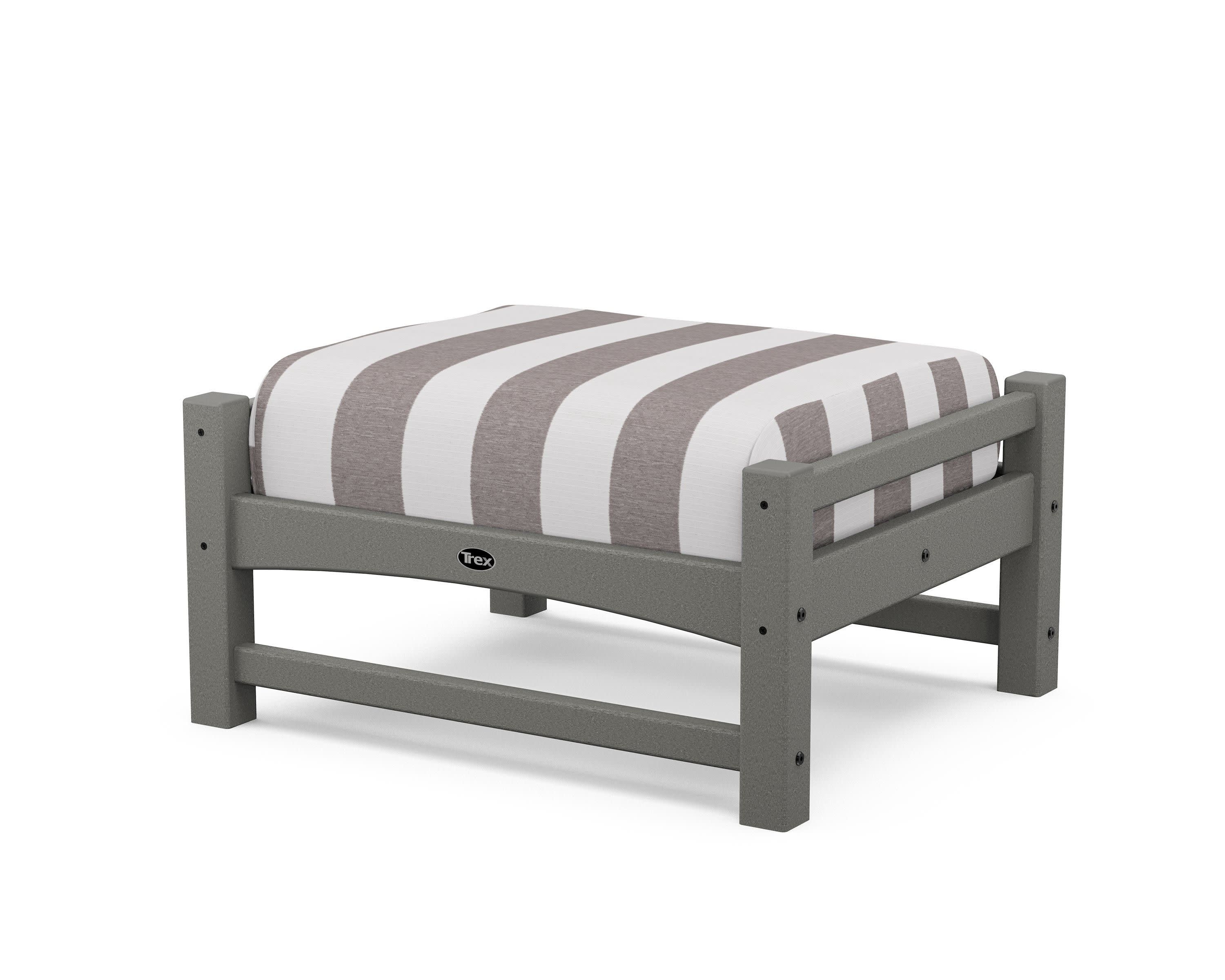 Rockport Club Ottoman in Stepping Stone / Cabana Stripe Grey Mist