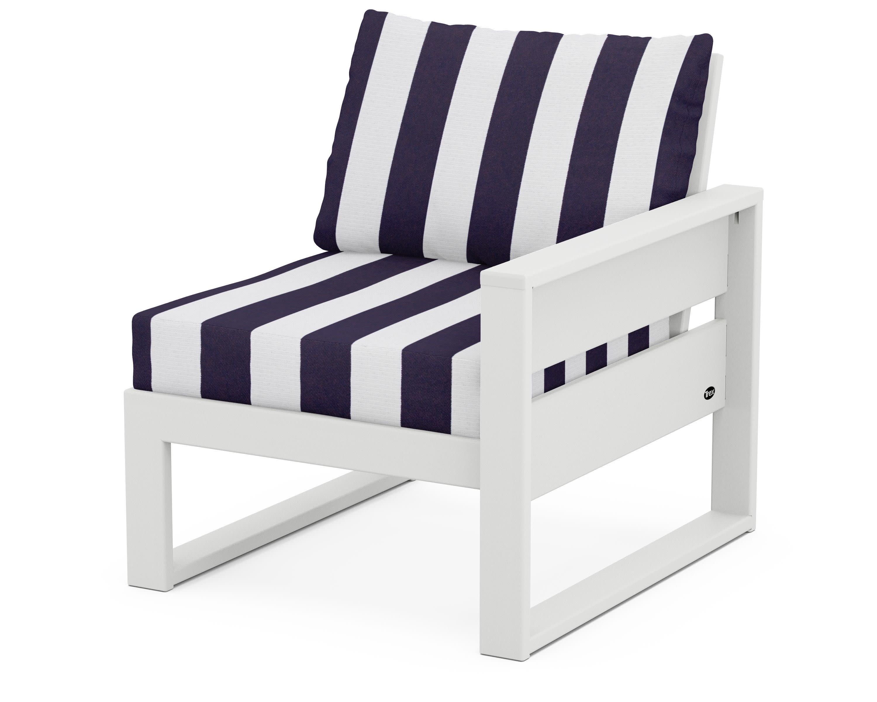 Eastport Modular Right Arm Chair in Classic White / Cabana Stripe Navy