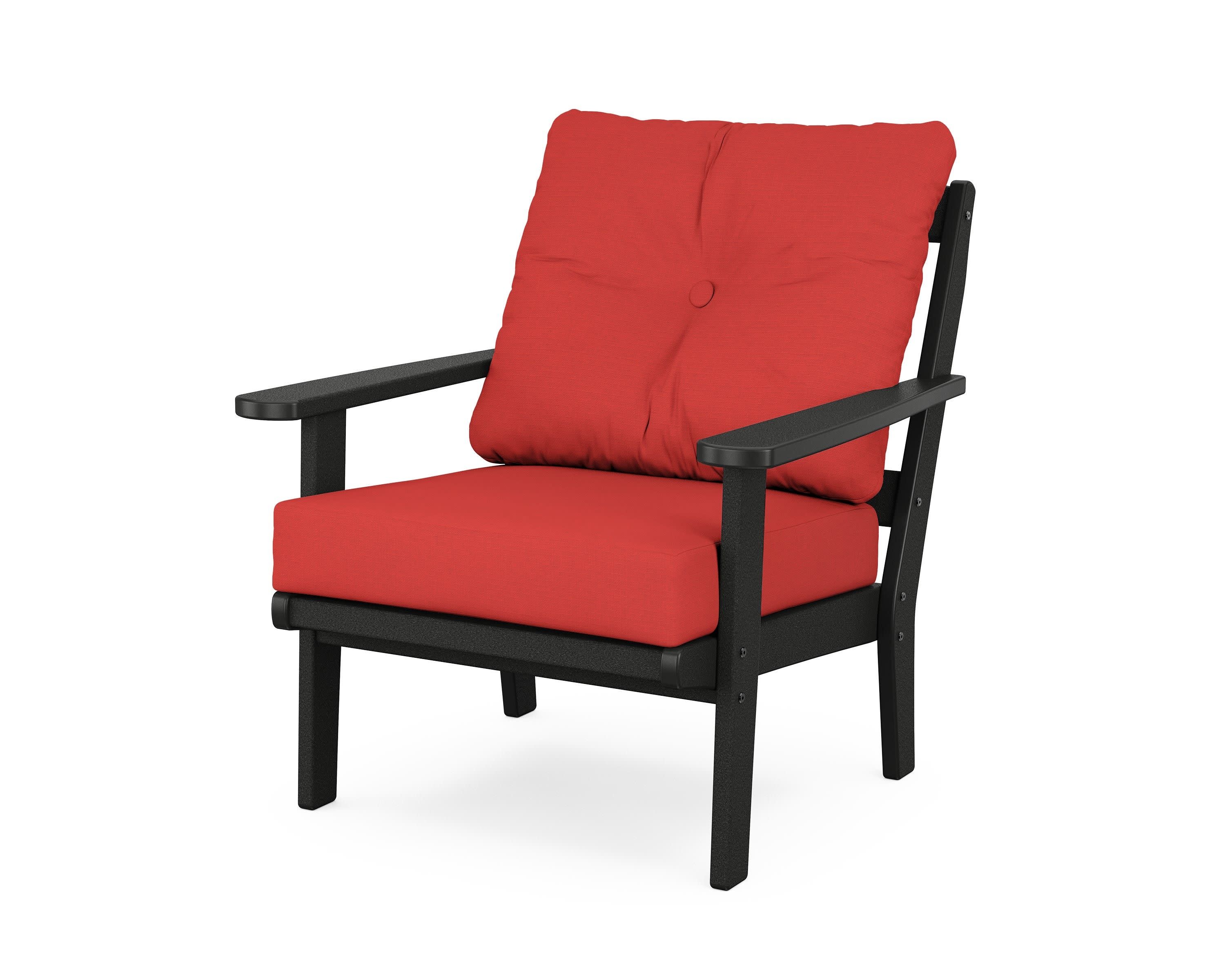 Cape Cod Deep Seating Chair in Charcoal Black / Crimson Linen