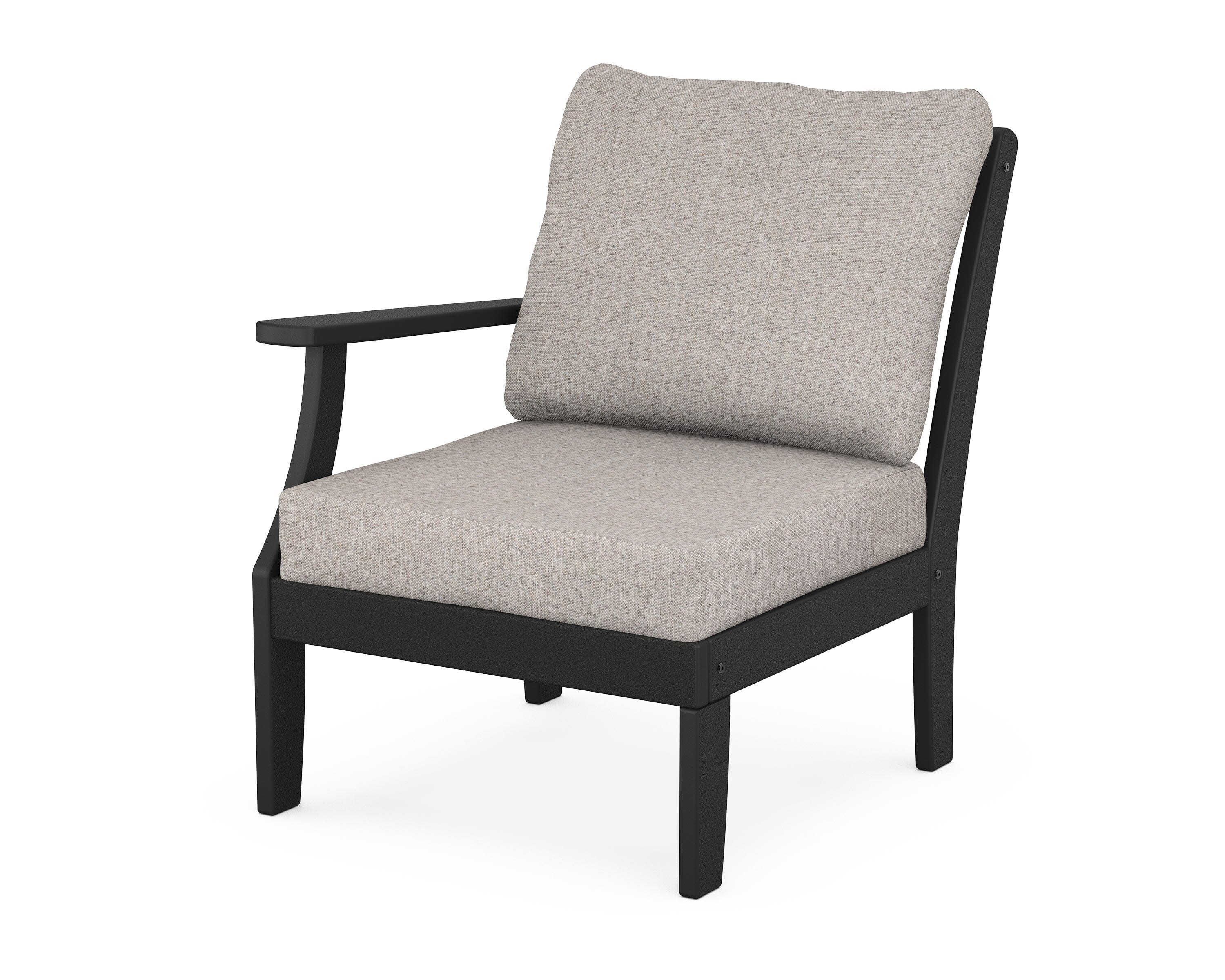 Yacht Club Modular Left Arm Chair in Charcoal Black / Weathered Tweed