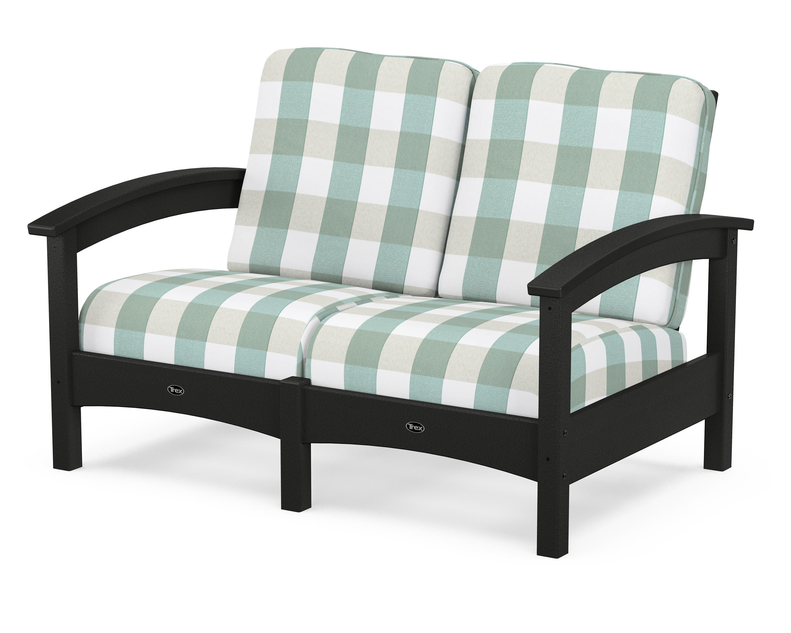 Rockport Club Loveseat in Charcoal Black / Buffalo Plaid Glacier Spa