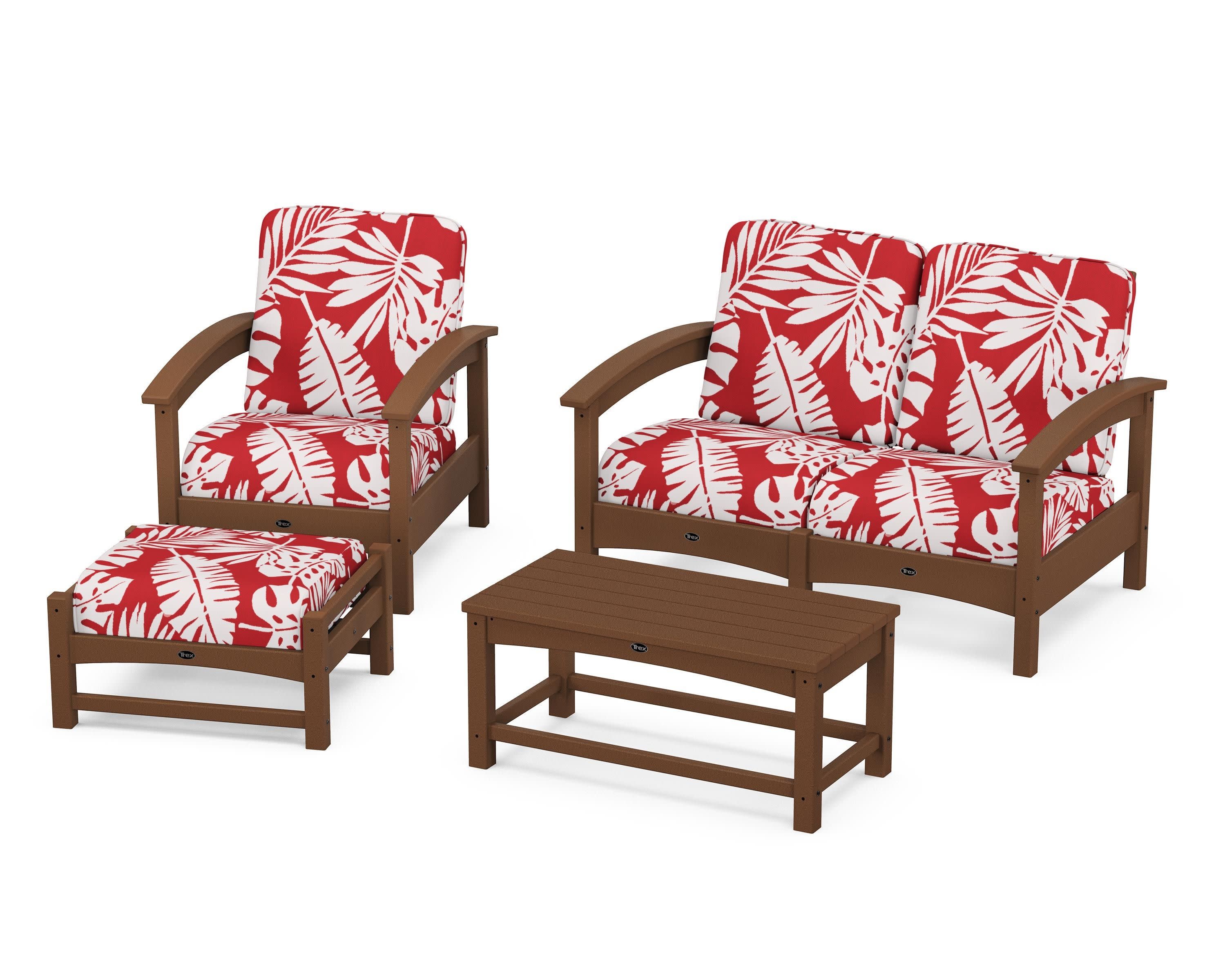 Rockport 4-Piece Deep Seating Conversation Group in Tree House / Leaf Crimson