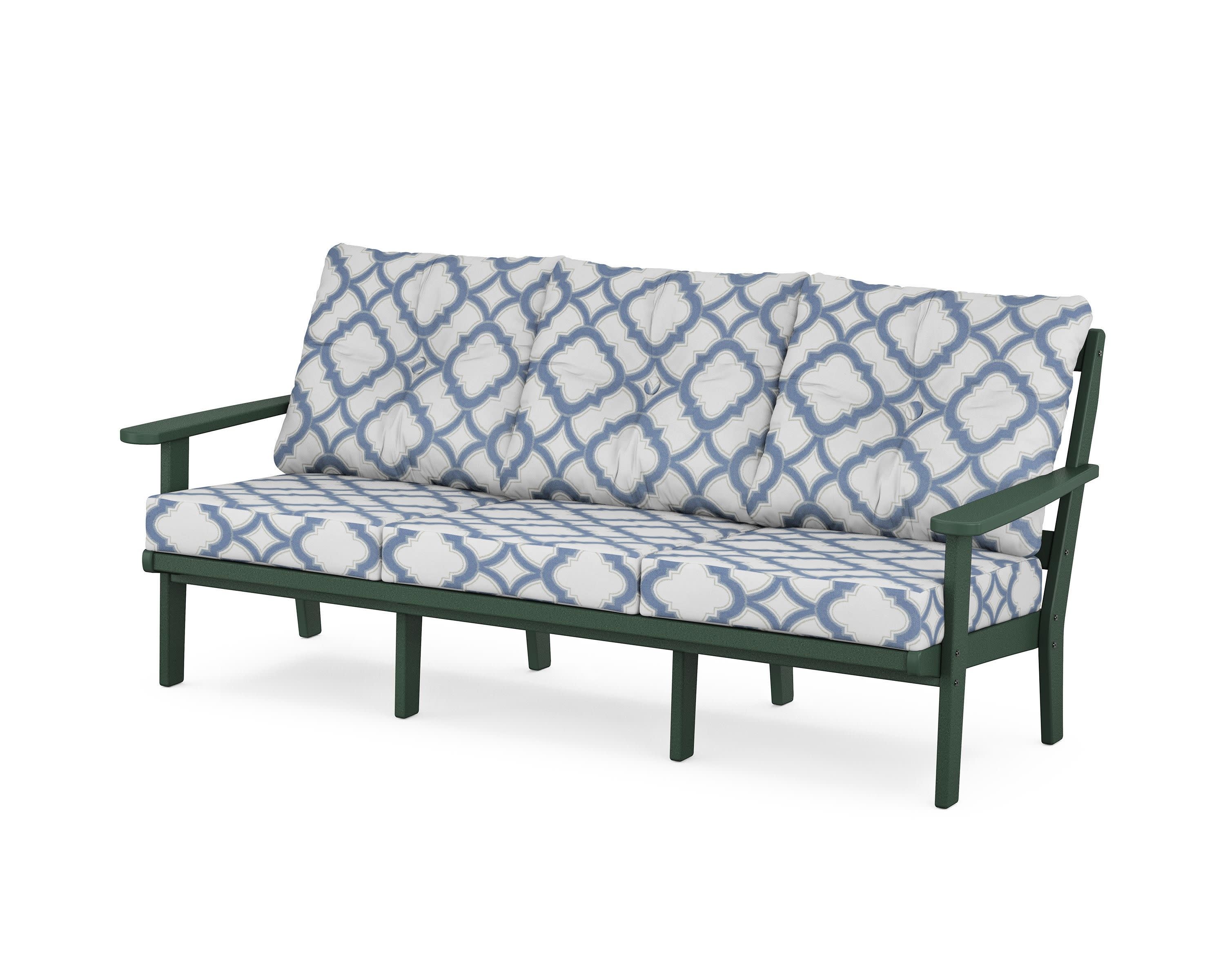 Cape Cod Deep Seating Sofa in Rainforest Canopy / Trellis Sky Blue