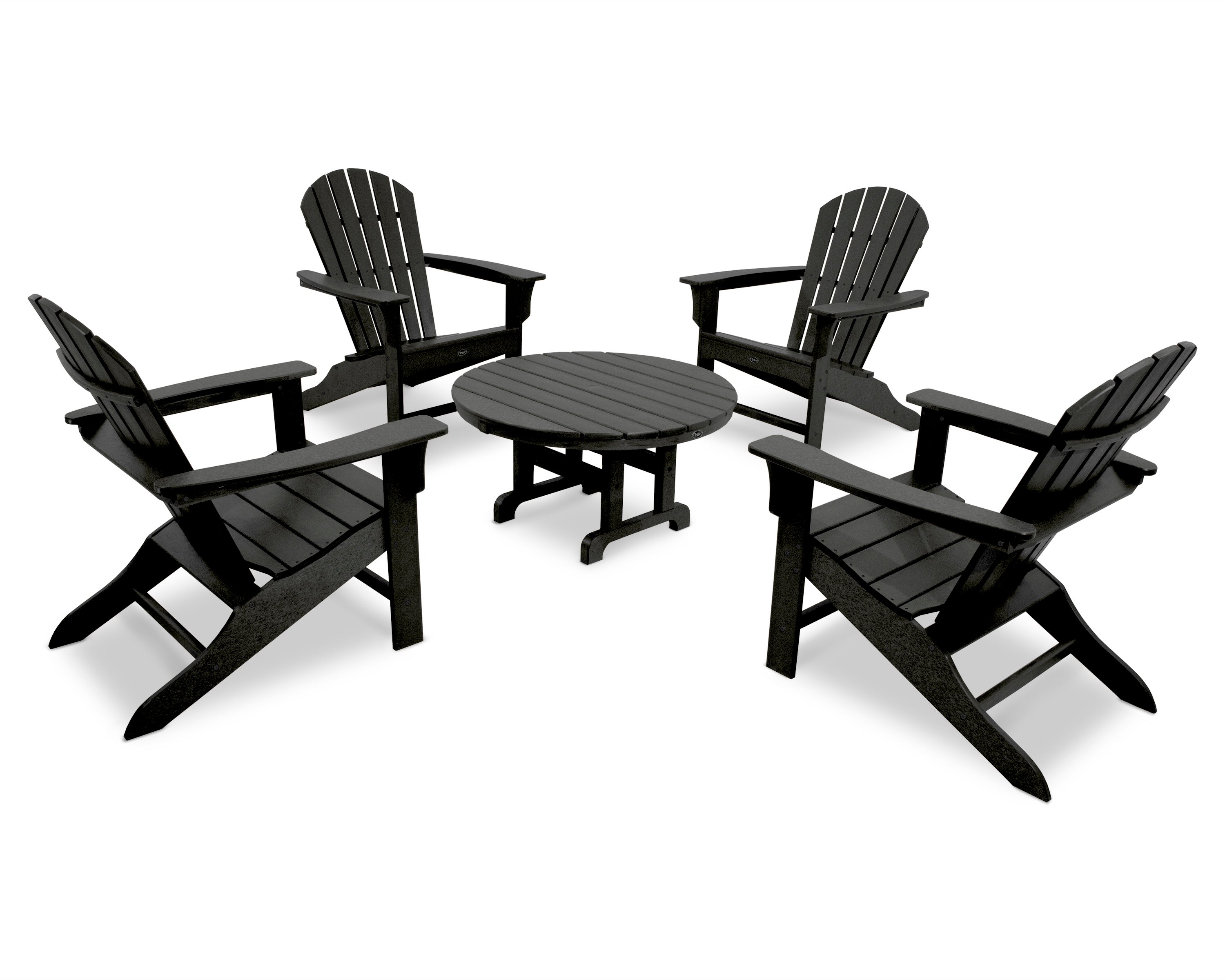 Yacht Club Shellback 5-Piece Adirondack Conversation Group in Charcoal Black
