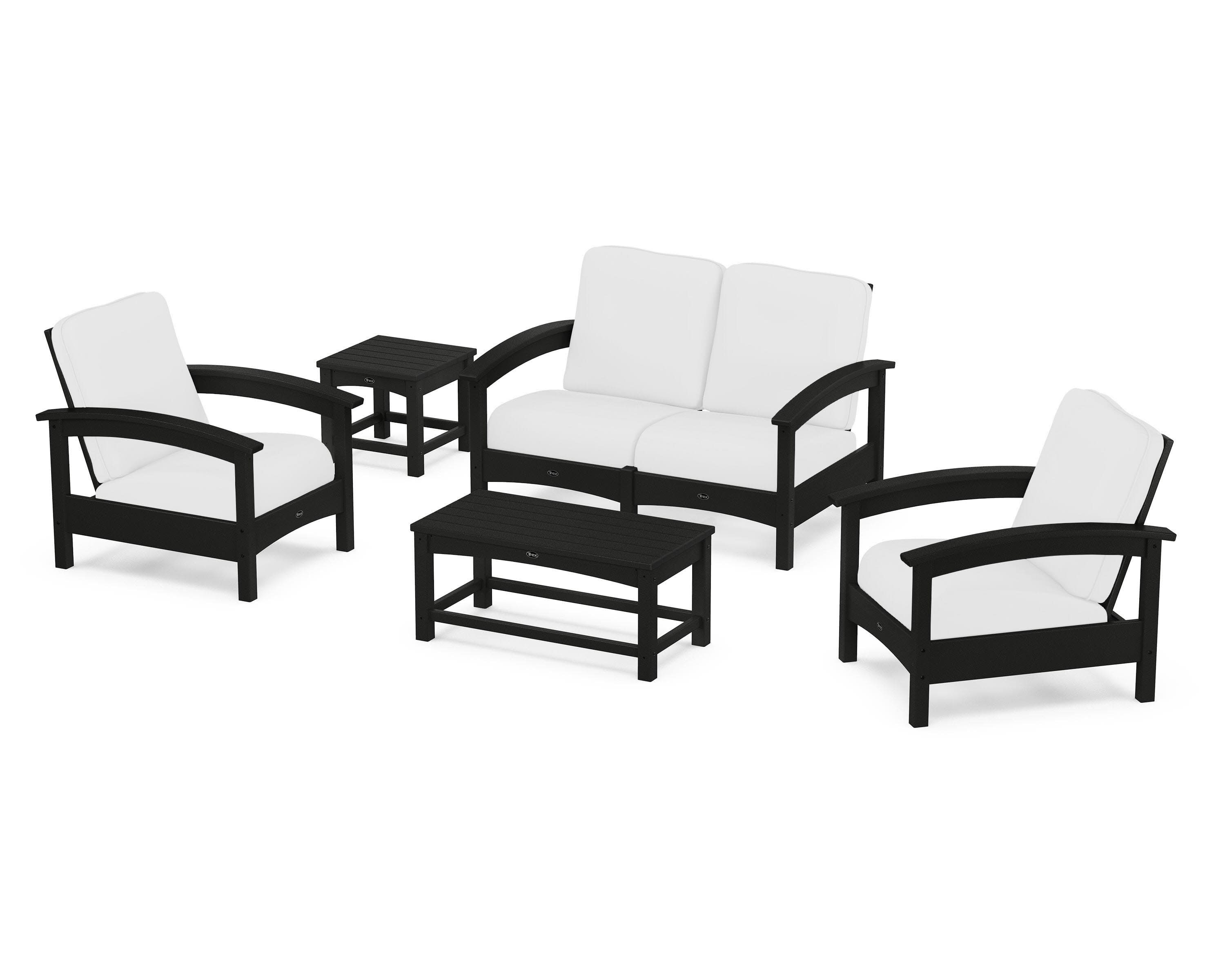 Rockport Club 6-Piece Deep Seating Conversation Set in Charcoal Black / Natural