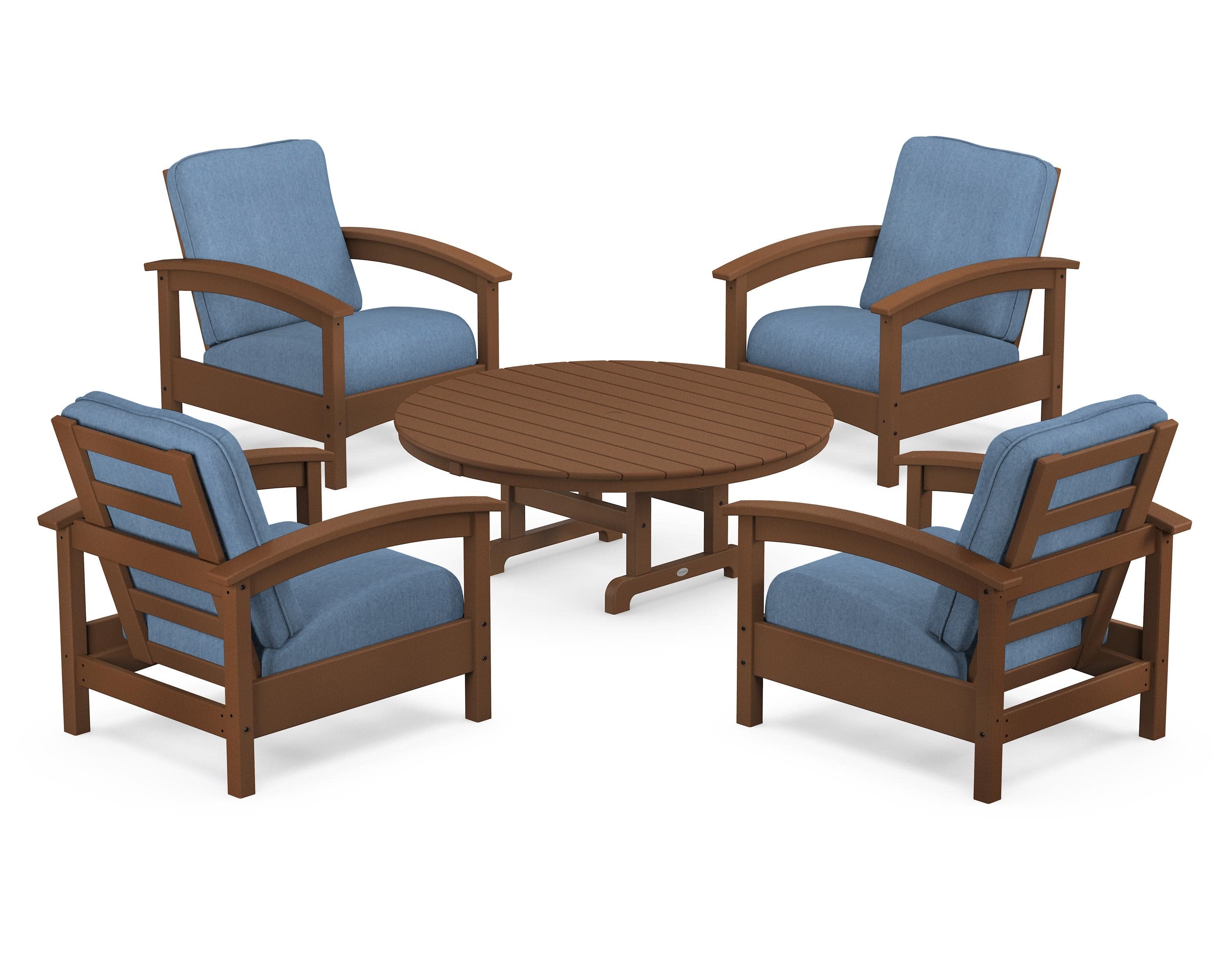 Rockport 5-Piece Deep Seating Set in Tree House / Sky Blue