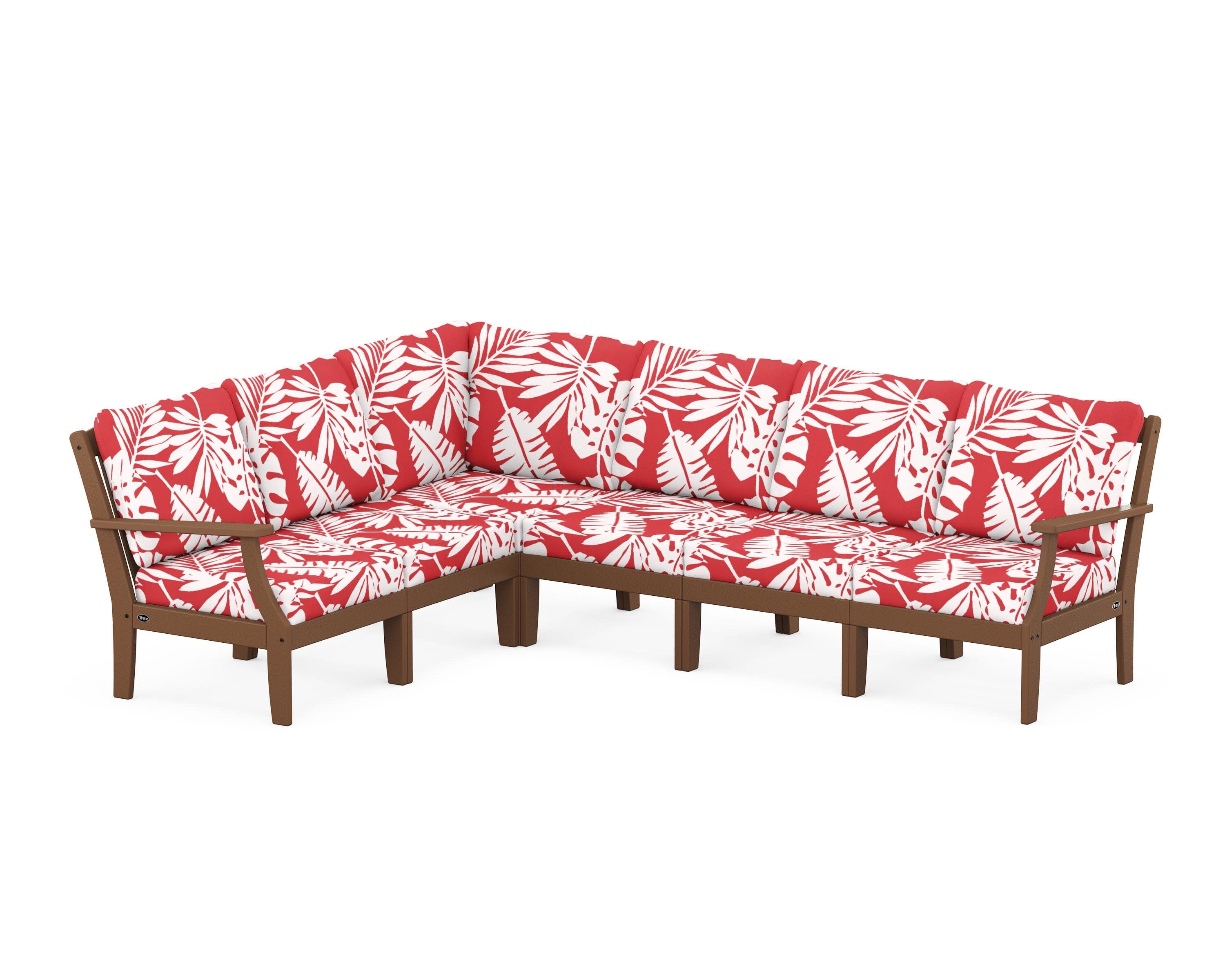 Yacht Club Modular 6-Piece Deep Seating Set in Tree House / Leaf Crimson