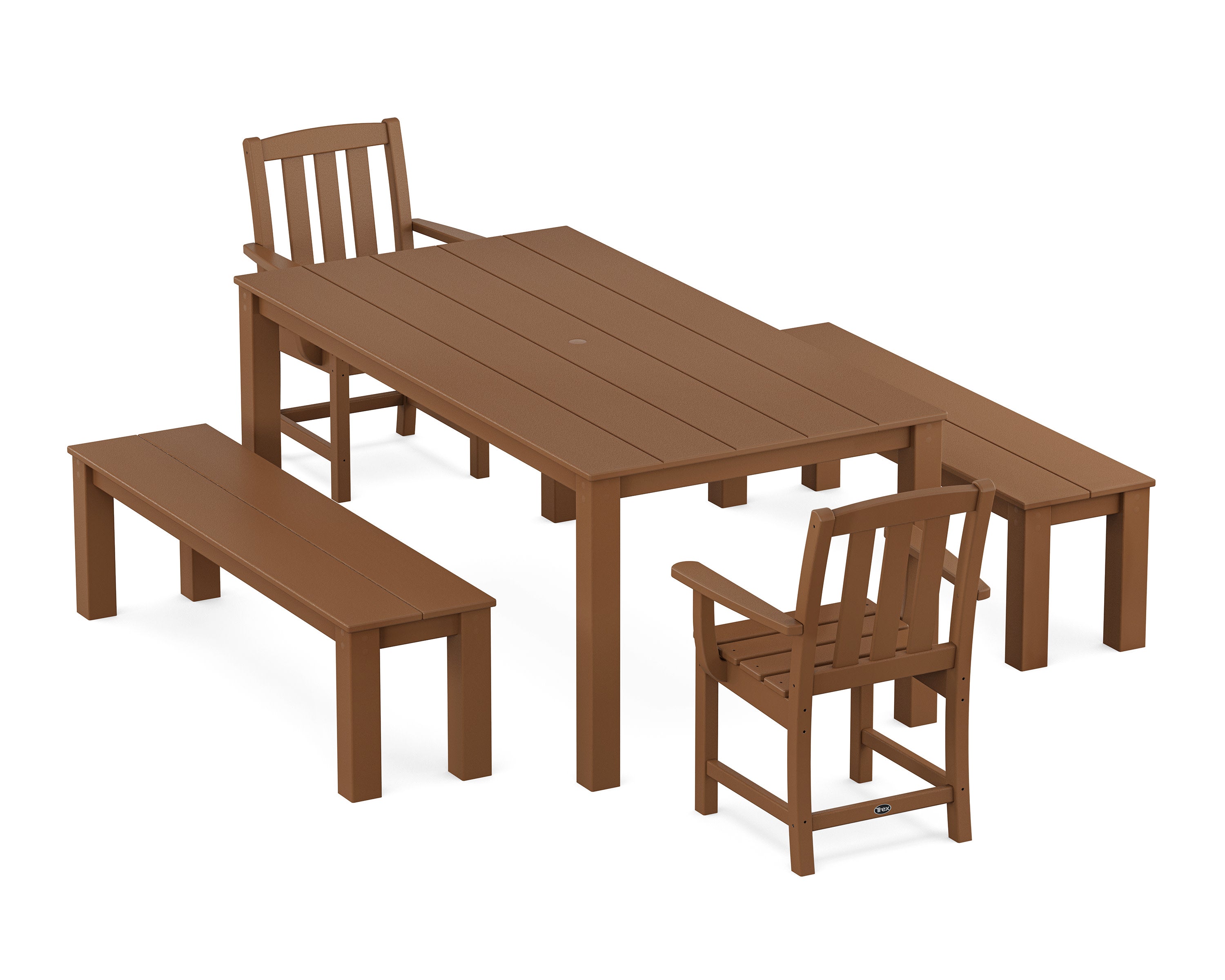 Cape Cod 5-Piece Parsons Dining Set with Benches in Tree House