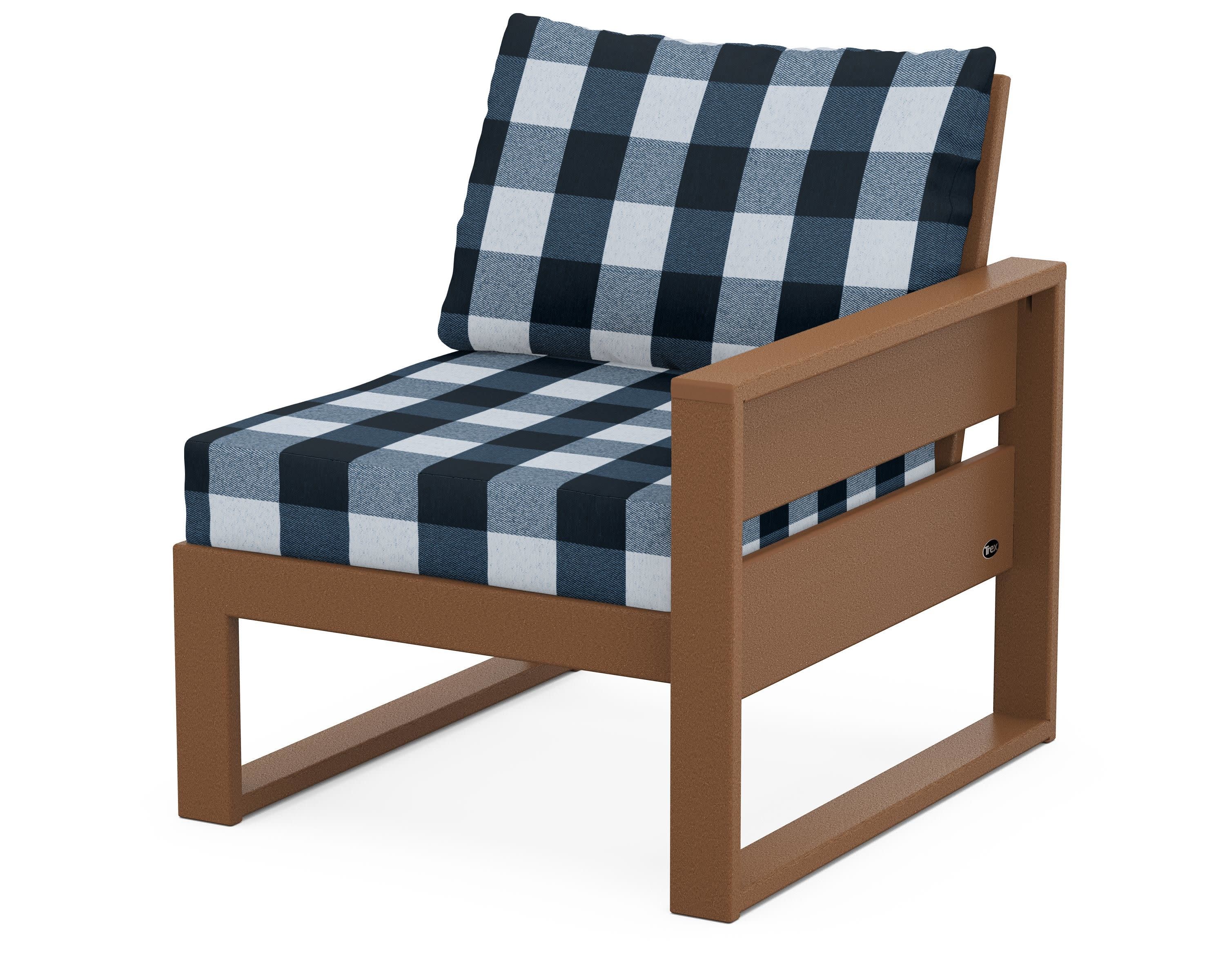 Eastport Modular Right Arm Chair in Tree House / Buffalo Plaid Marine Indigo