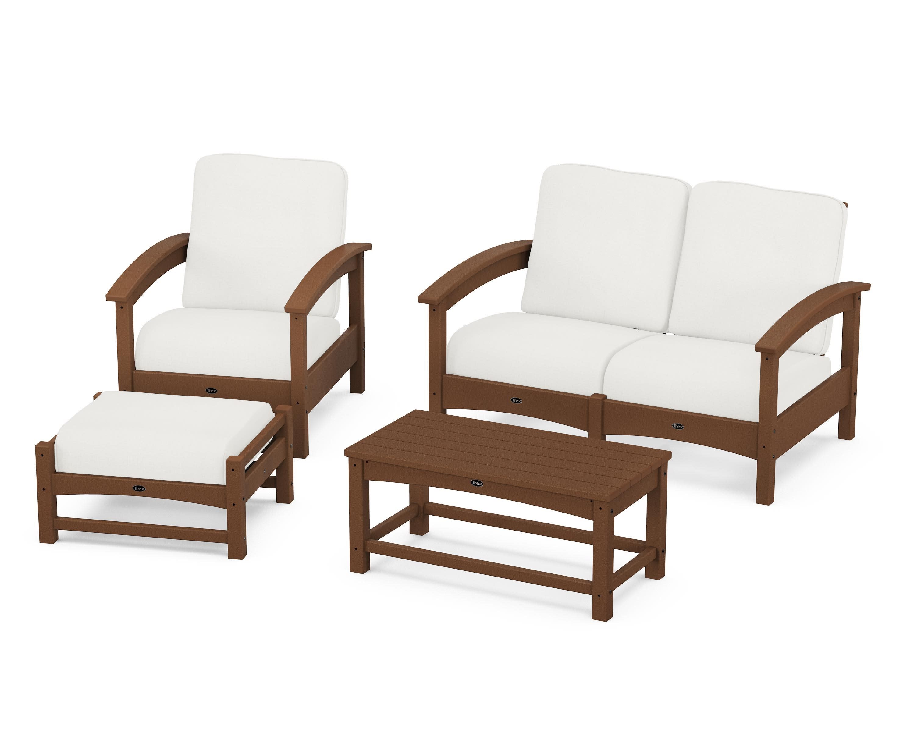 Rockport 4-Piece Deep Seating Conversation Group in Tree House / Natural Linen