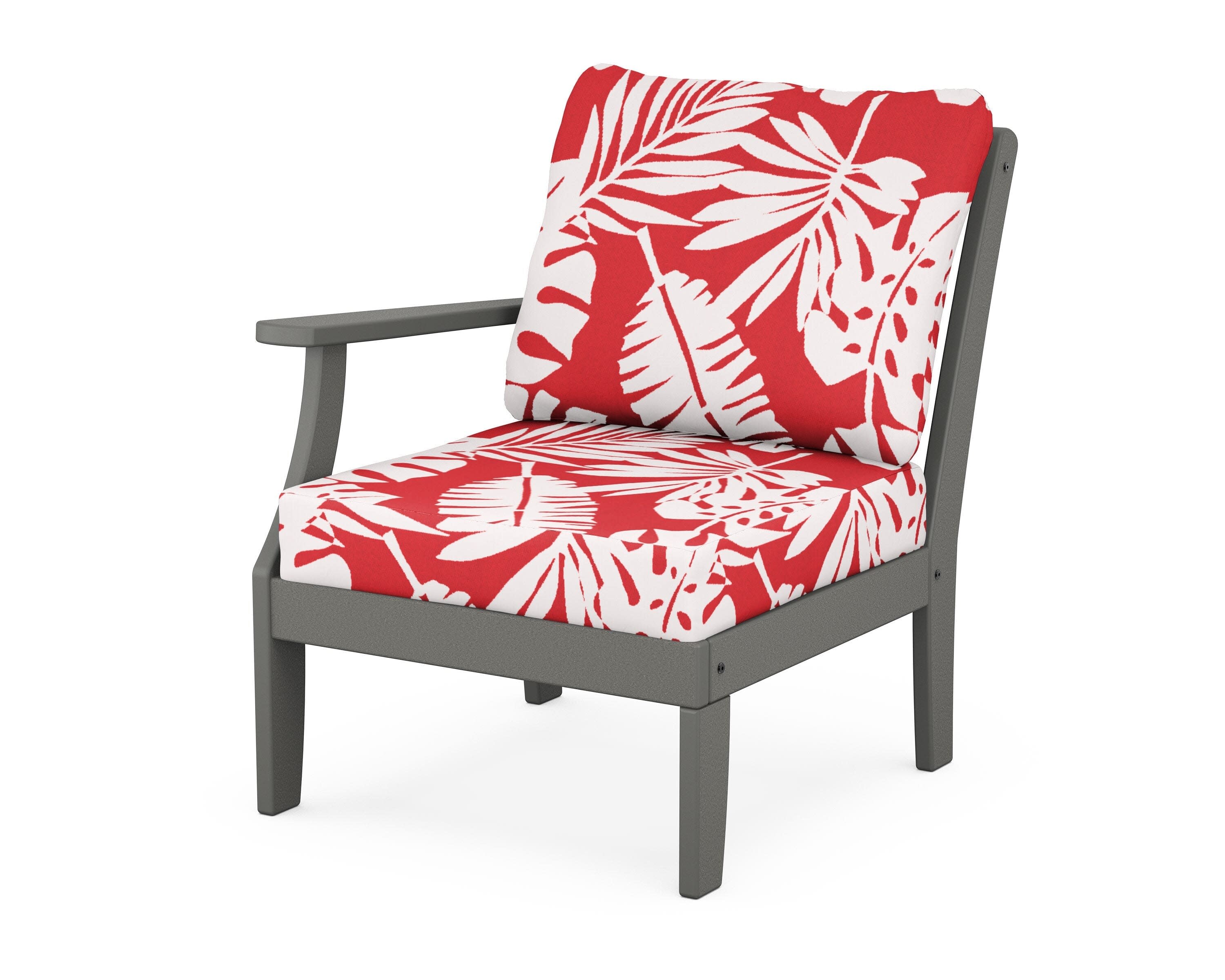 Yacht Club Modular Left Arm Chair in Stepping Stone / Leaf Crimson