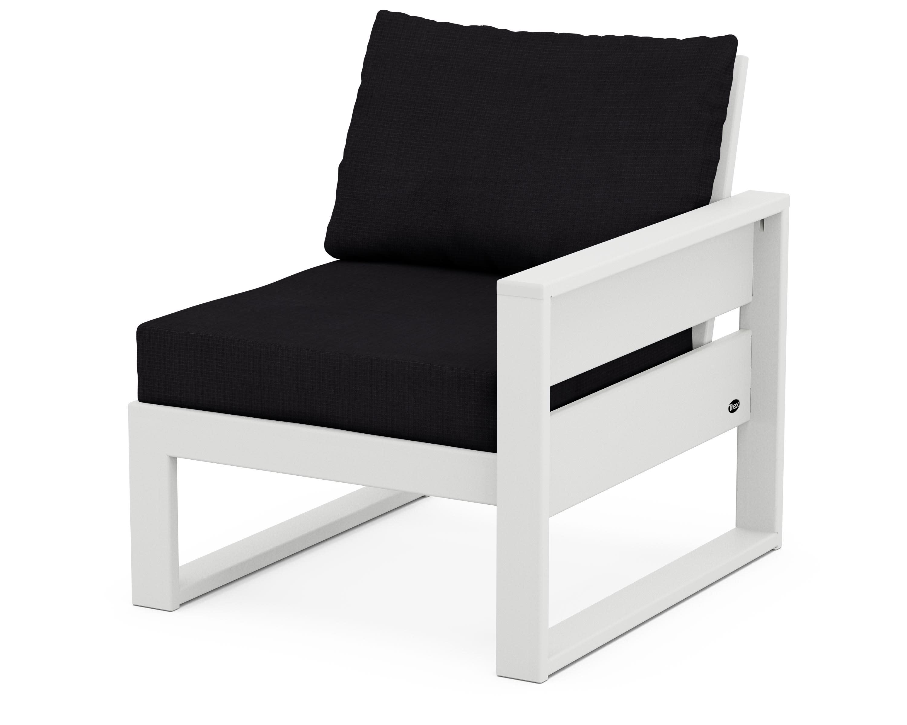 Eastport Modular Right Arm Chair in Classic White / Midnight Linen