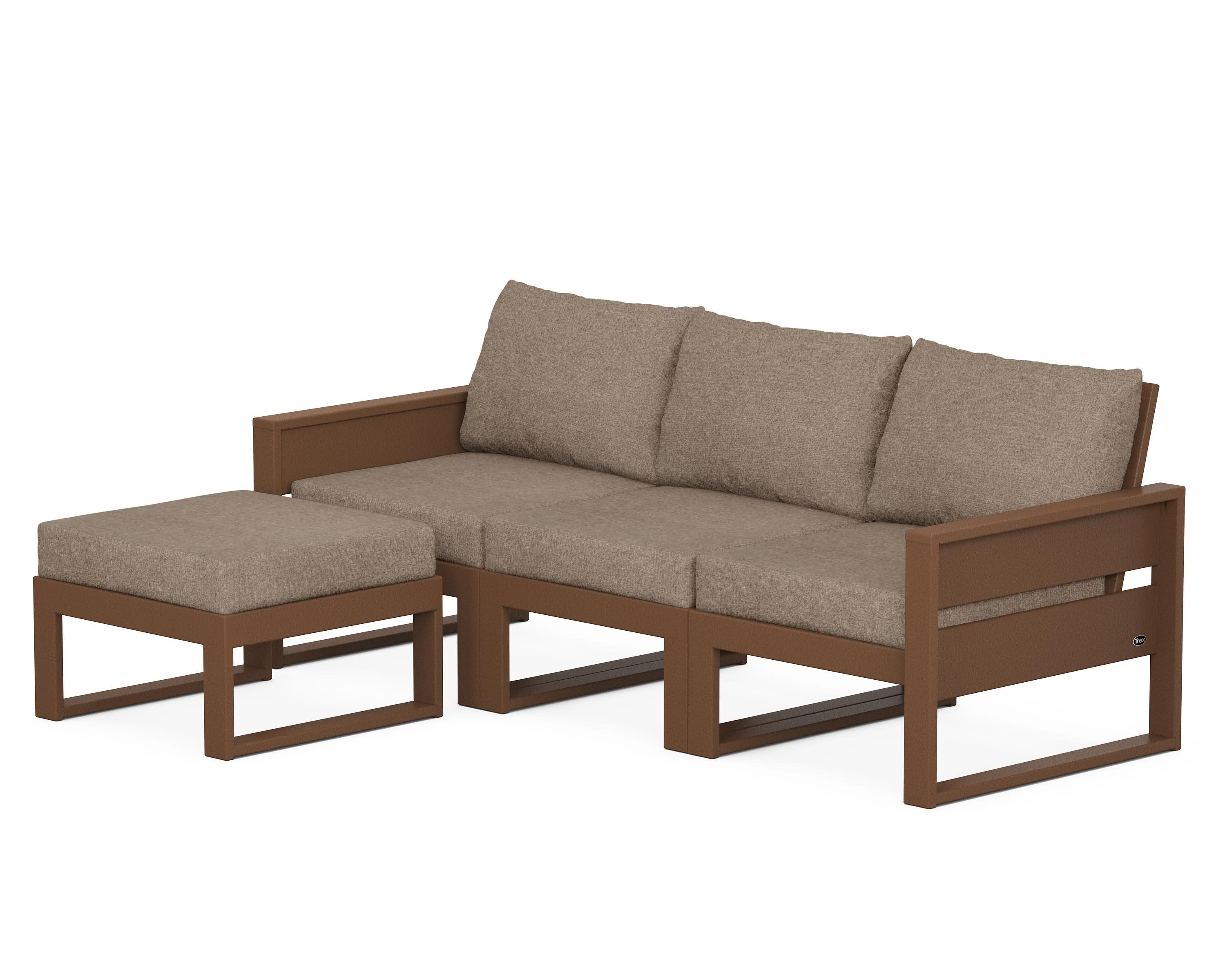 Eastport 4- Piece Sectional with Ottoman in Tree House / Spiced Burlap