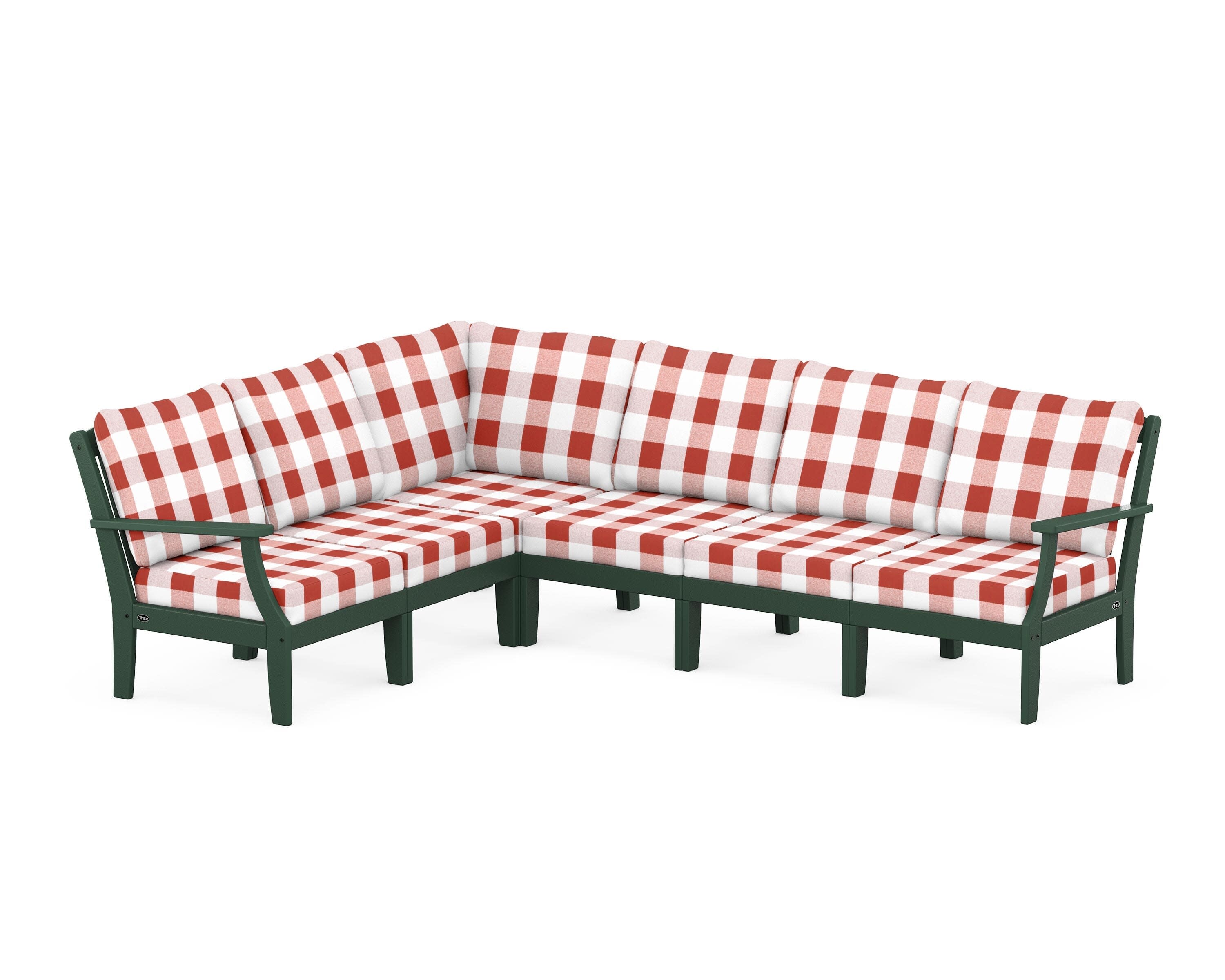 Yacht Club Modular 6-Piece Deep Seating Set in Rainforest Canopy / Buffalo Plaid Crimson