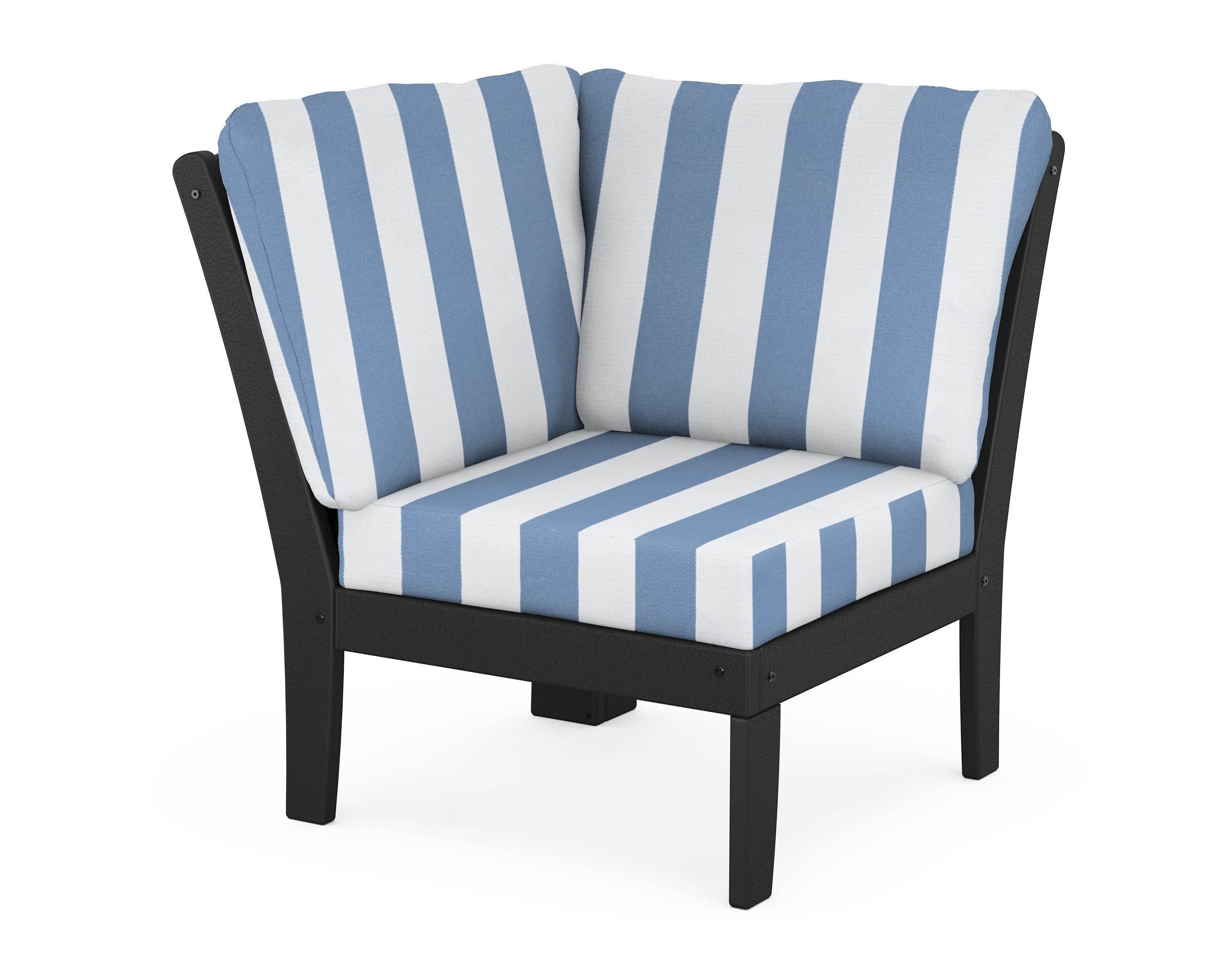 Yacht Club Modular Corner Chair in Charcoal Black / Cabana Stripe Sky Blue