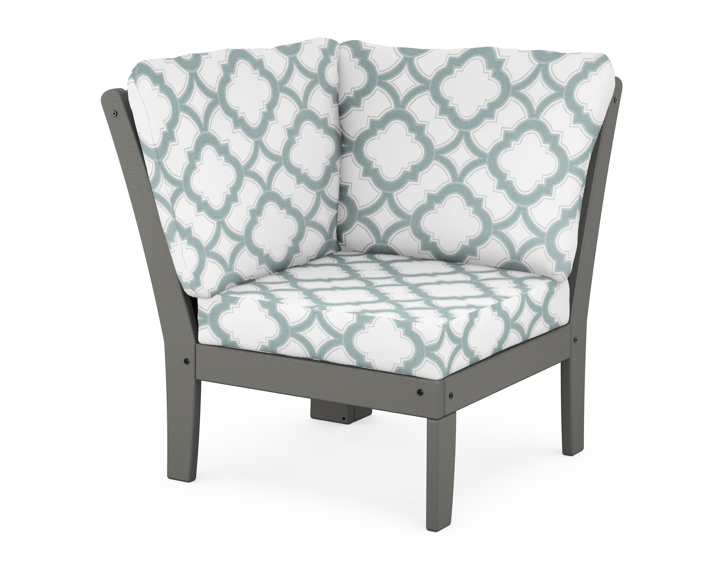 Yacht Club Modular Corner Chair in Stepping Stone / Trellis Glacier Spa