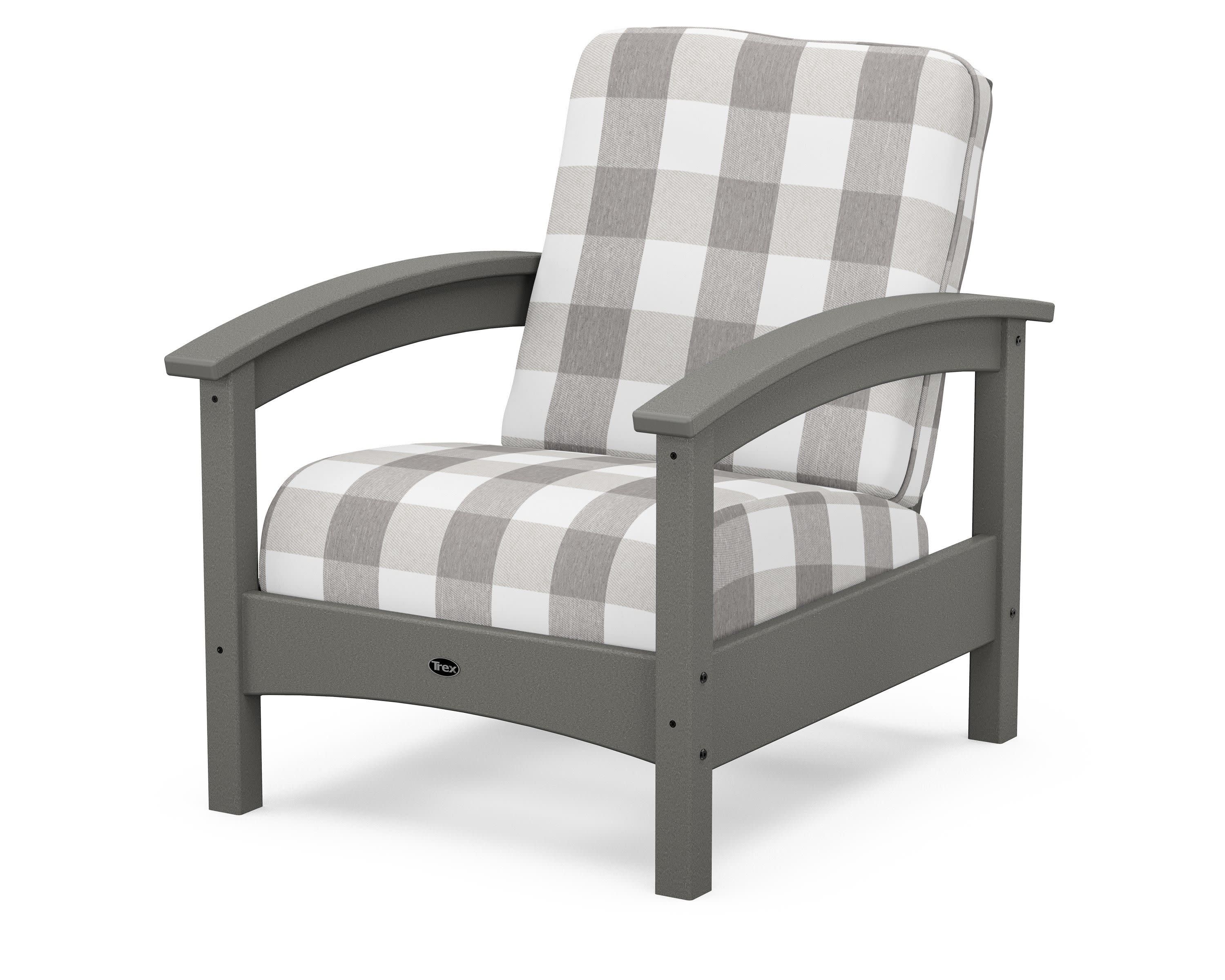 Rockport Club Chair in Stepping Stone / Buffalo Plaid Grey Mist