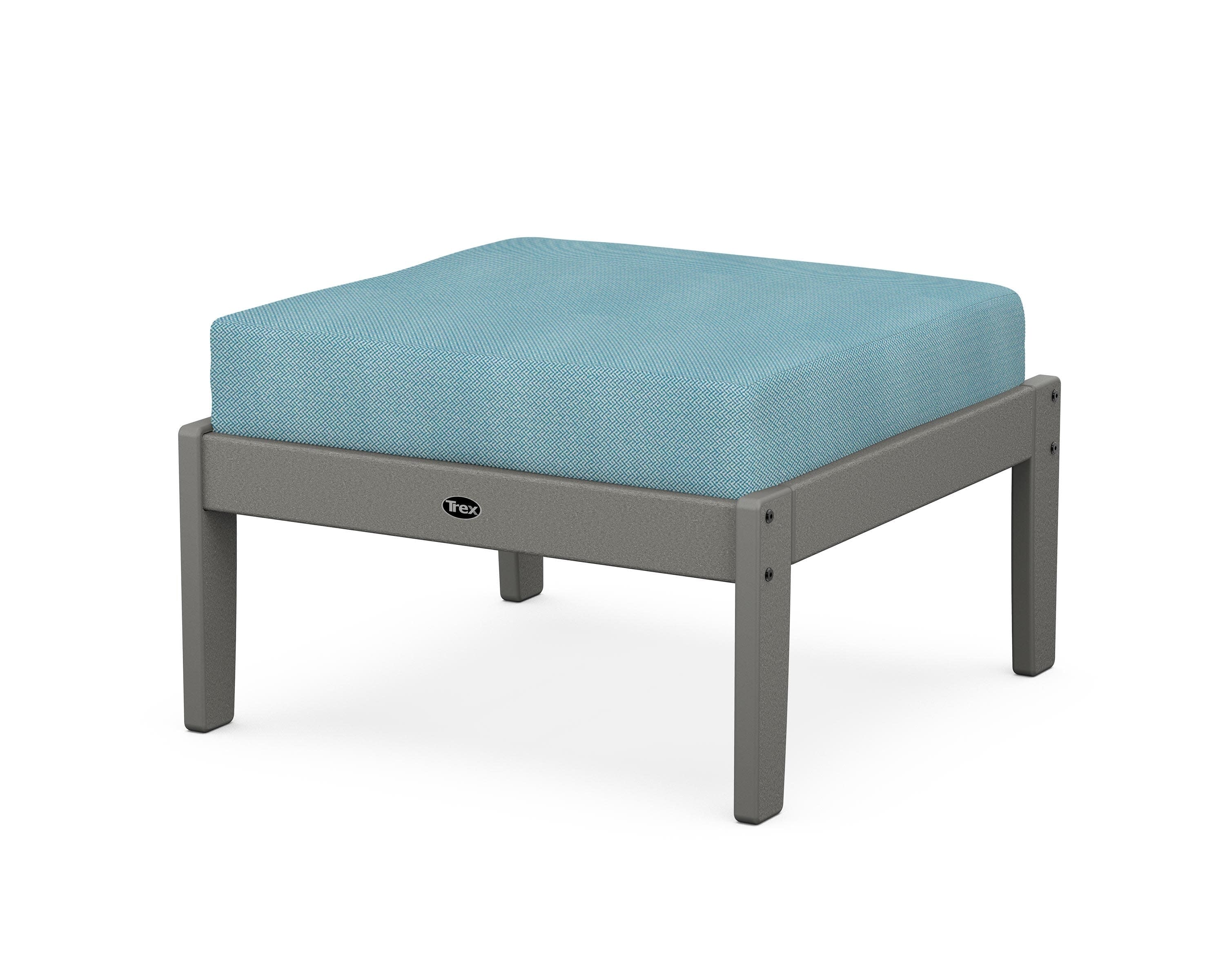 Yacht Club Deep Seating Ottoman in Stepping Stone / Lattice Sky Blue