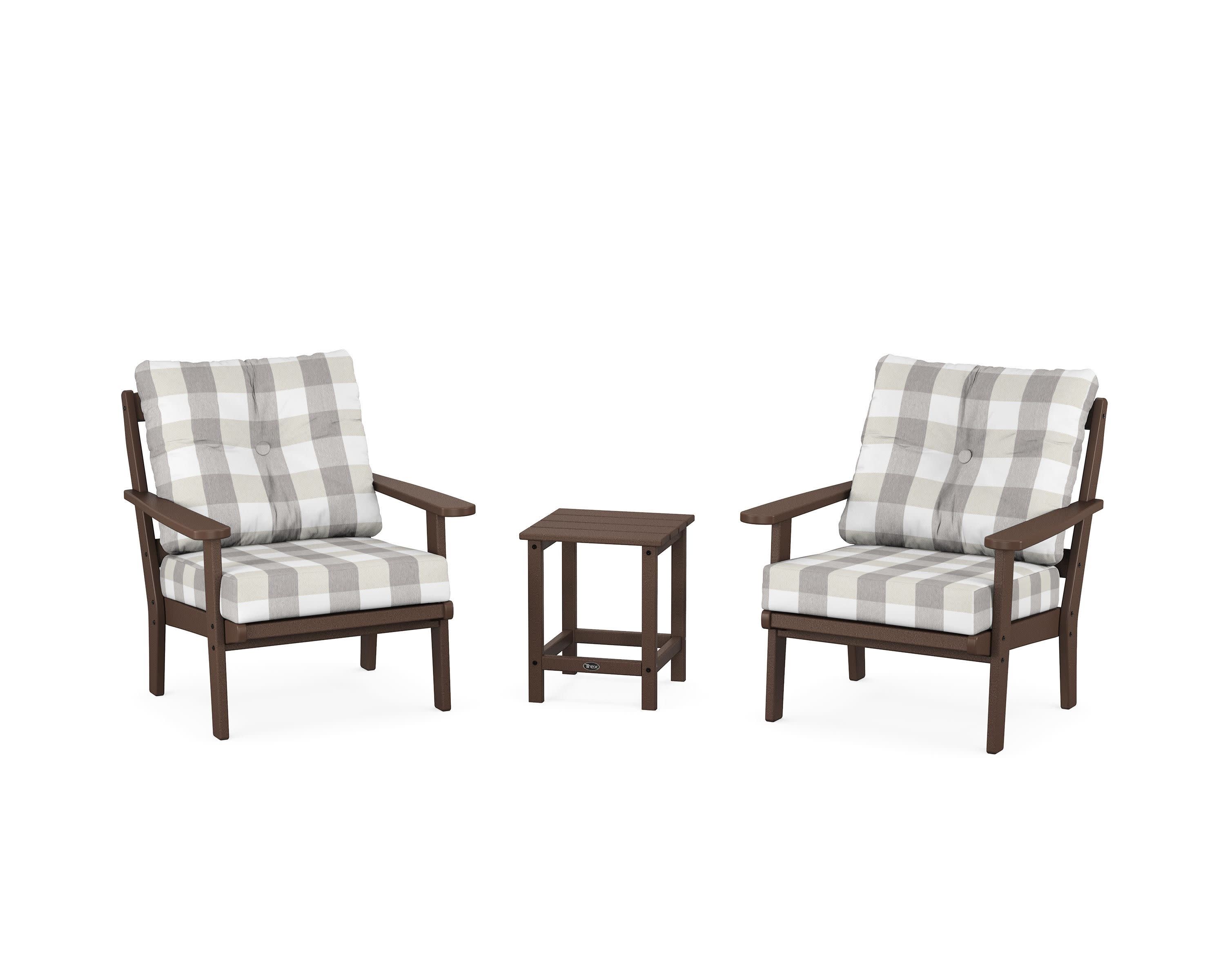 Cape Cod 3-Piece Deep Seating Set in Vintage Lantern / Buffalo Plaid Grey Mist