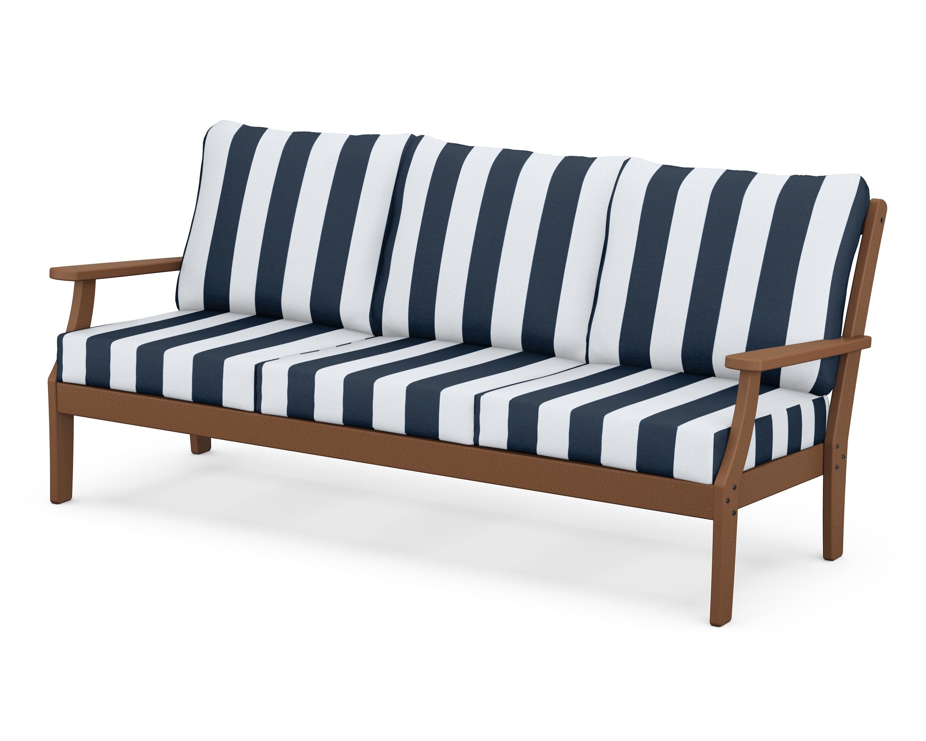 Yacht Club Deep Seating Sofa in Tree House / Cabana Stripe Marine Indigo