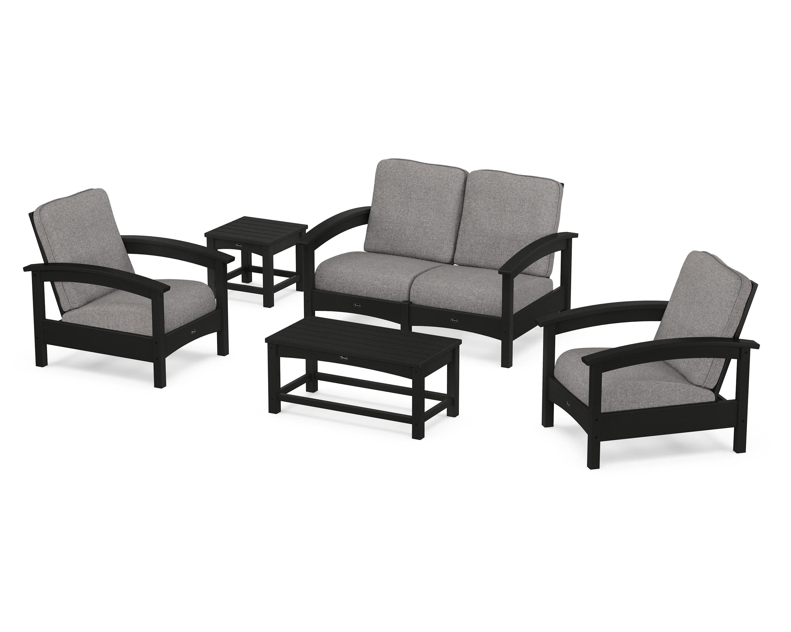 Rockport Club 6-Piece Deep Seating Conversation Set in Charcoal Black / Grey Mist