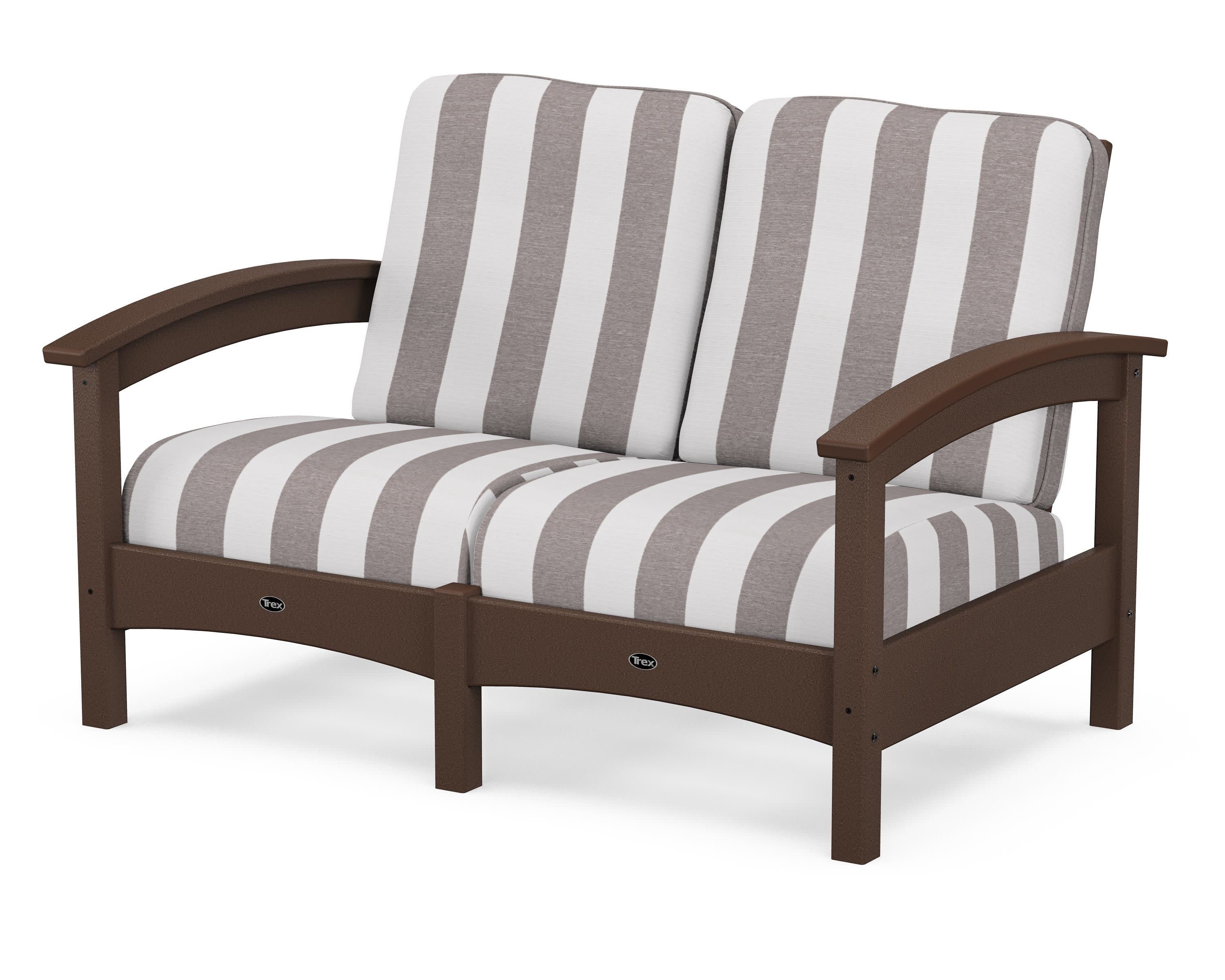 Rockport Club Loveseat in Vintage Lantern / Cabana Stripe Grey Mist